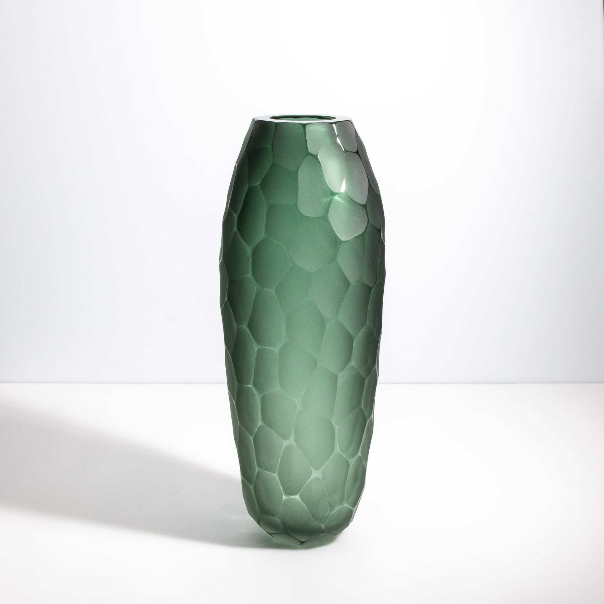 Murano Battuto Vase in Emerald Green