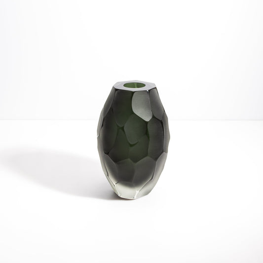 Murano Battuto Vase in Deep Green