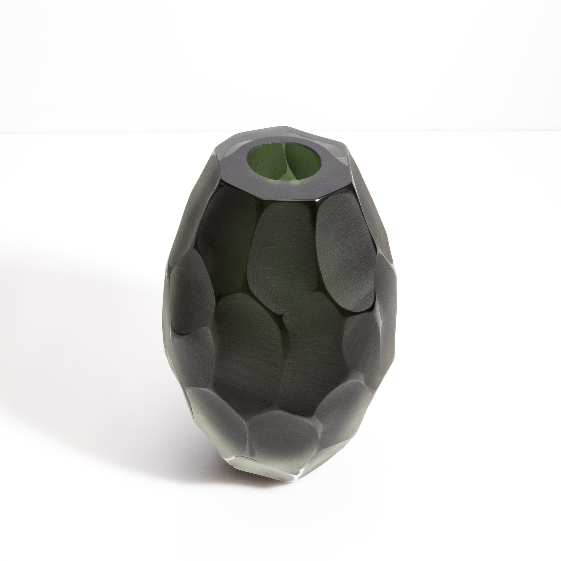 Murano Battuto Vase in Deep Green