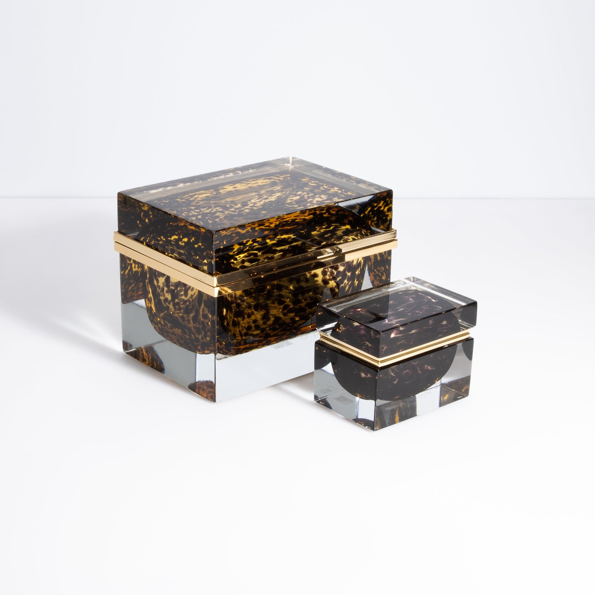 Murano Box with Brass Fittings in Leopard