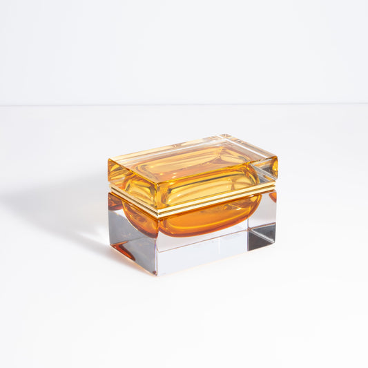 Murano Box with Brass Fittings in Amber