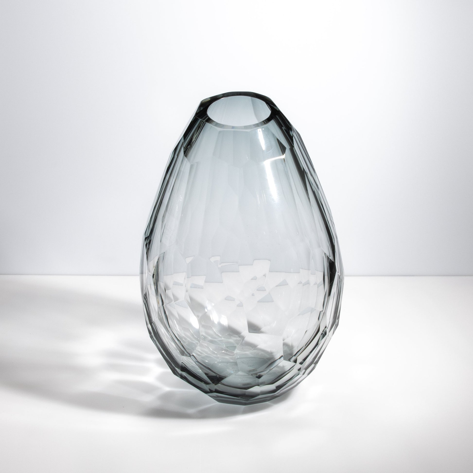 Murano Barrel Vase with Side Cut in Grey