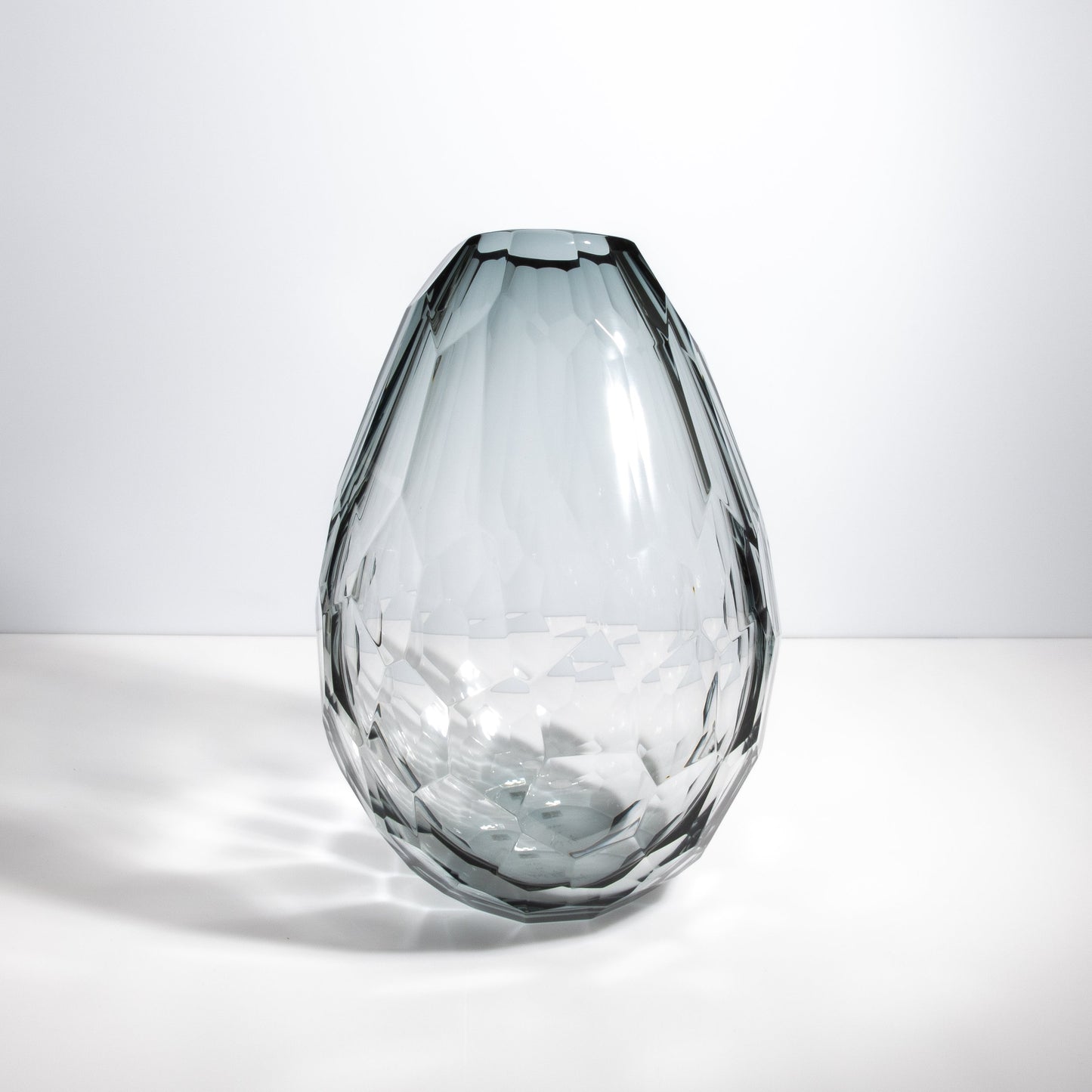 Murano Barrel Vase with Side Cut in Grey
