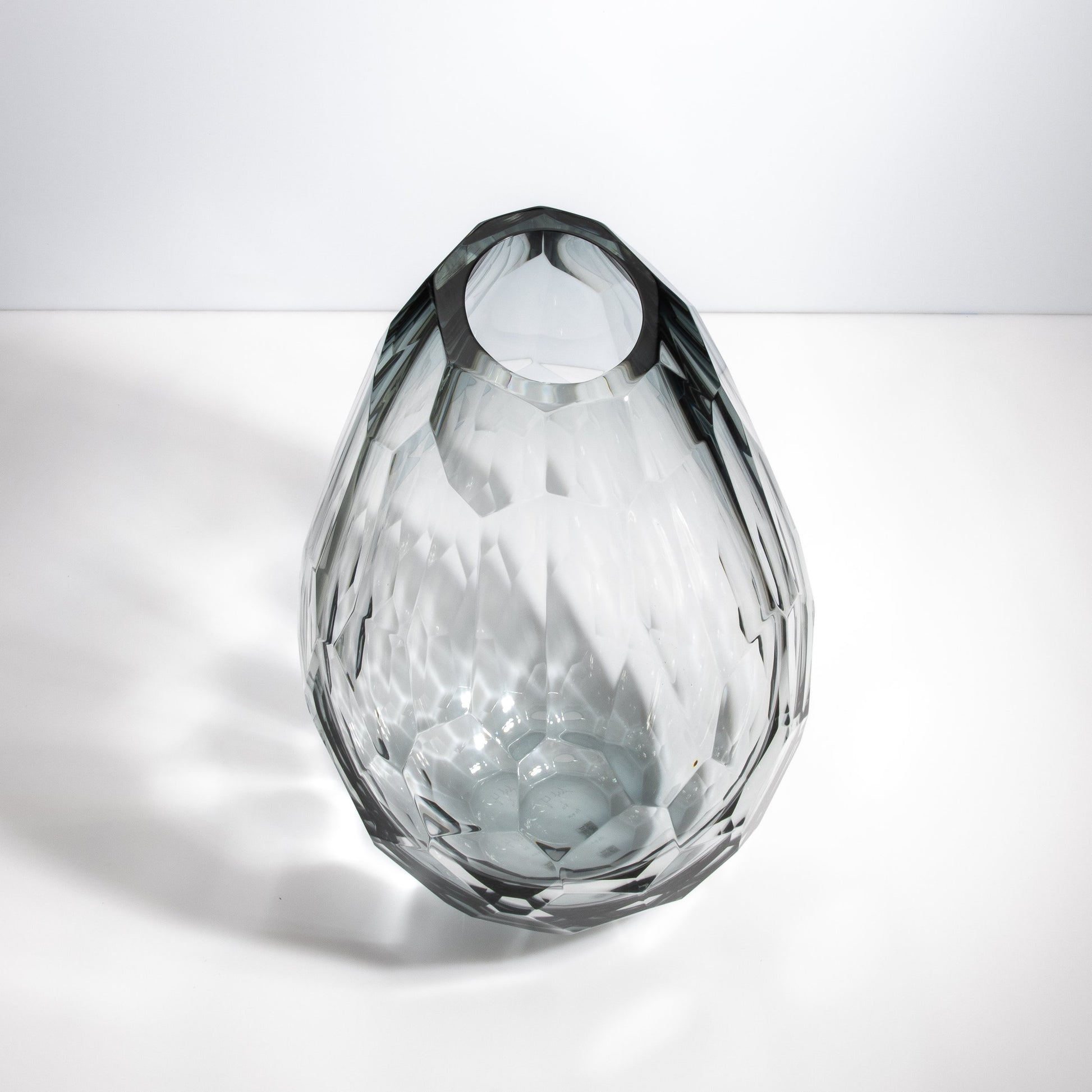 Murano Barrel Vase with Side Cut in Grey