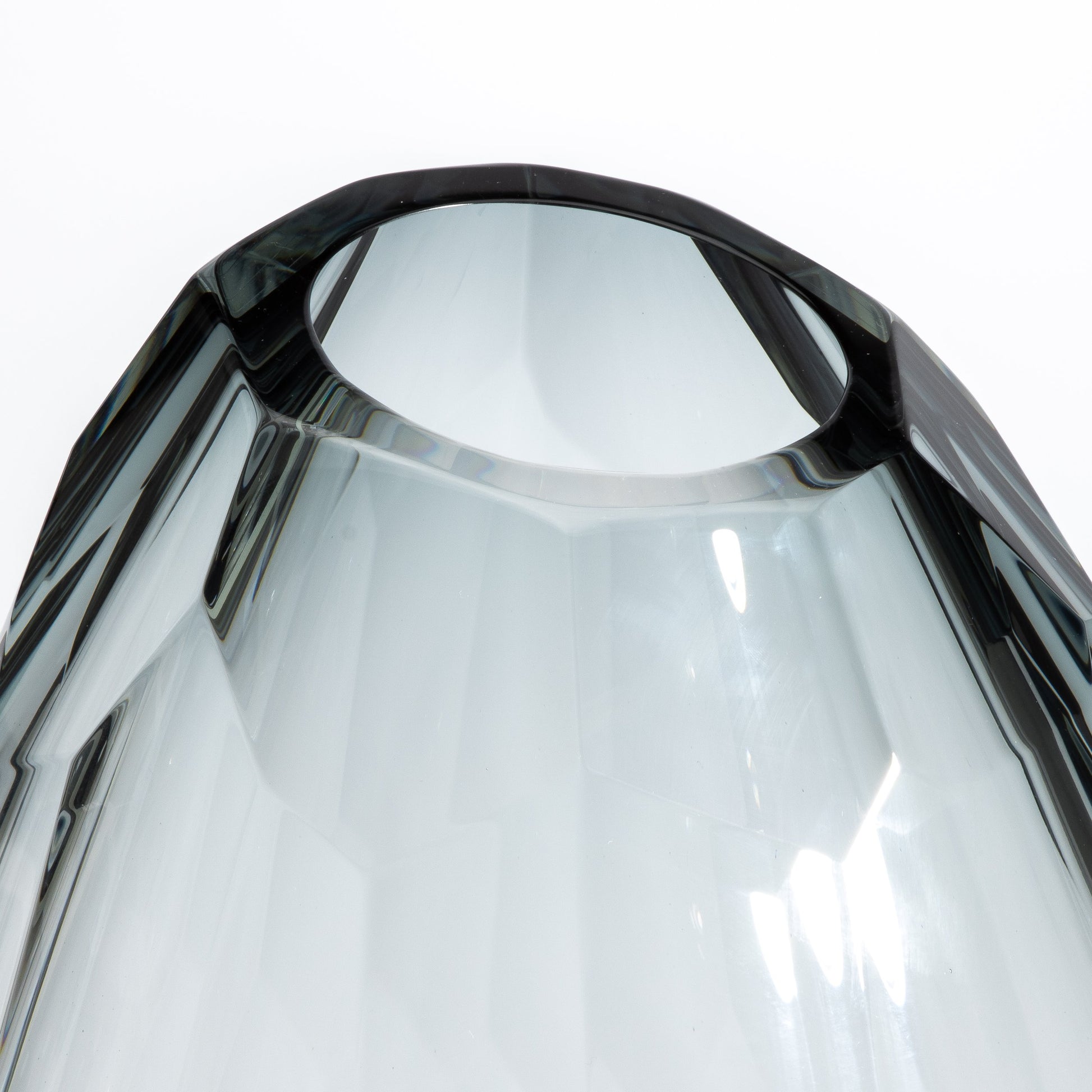 Murano Barrel Vase with Side Cut in Grey