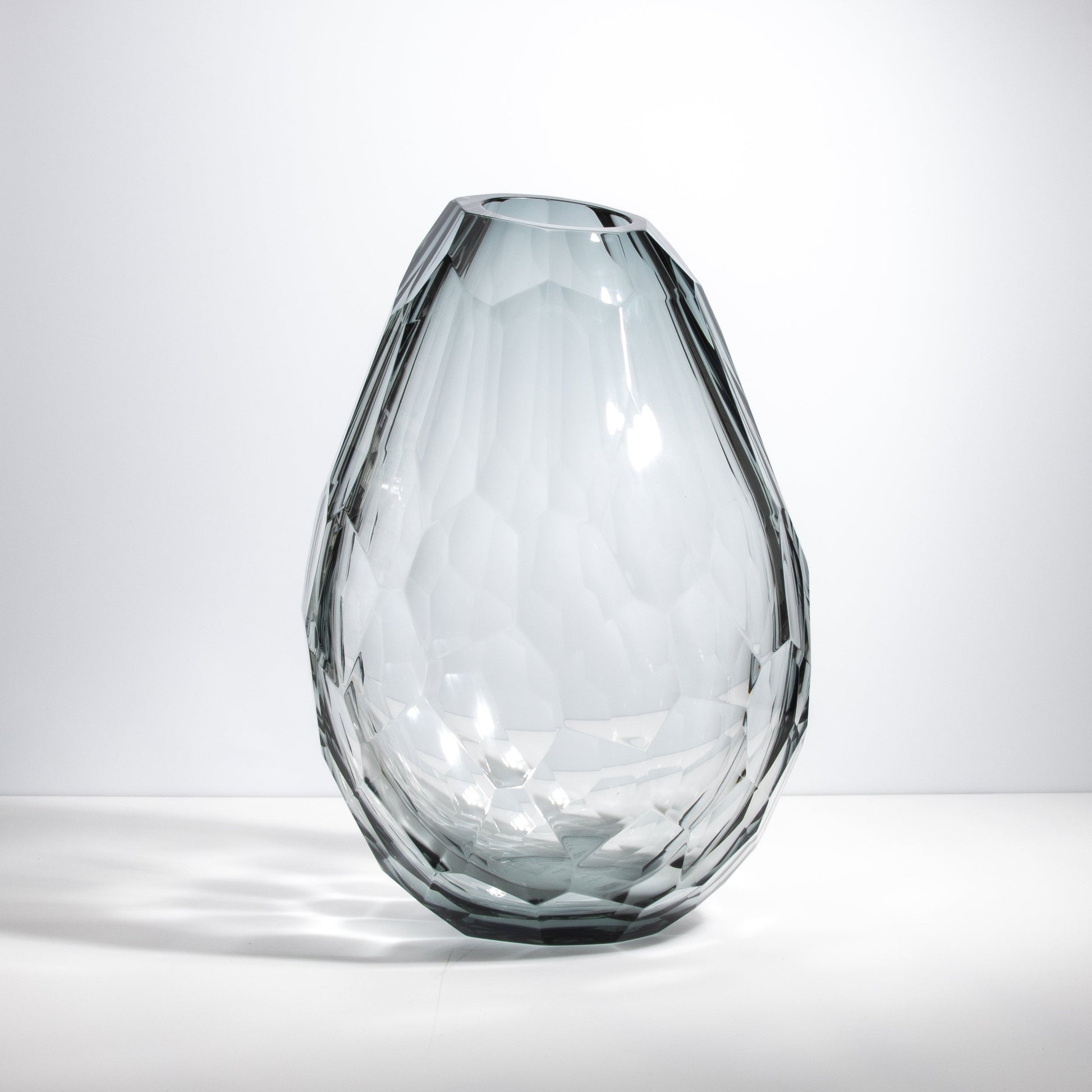 Murano Barrel Vase with Side Cut in Grey