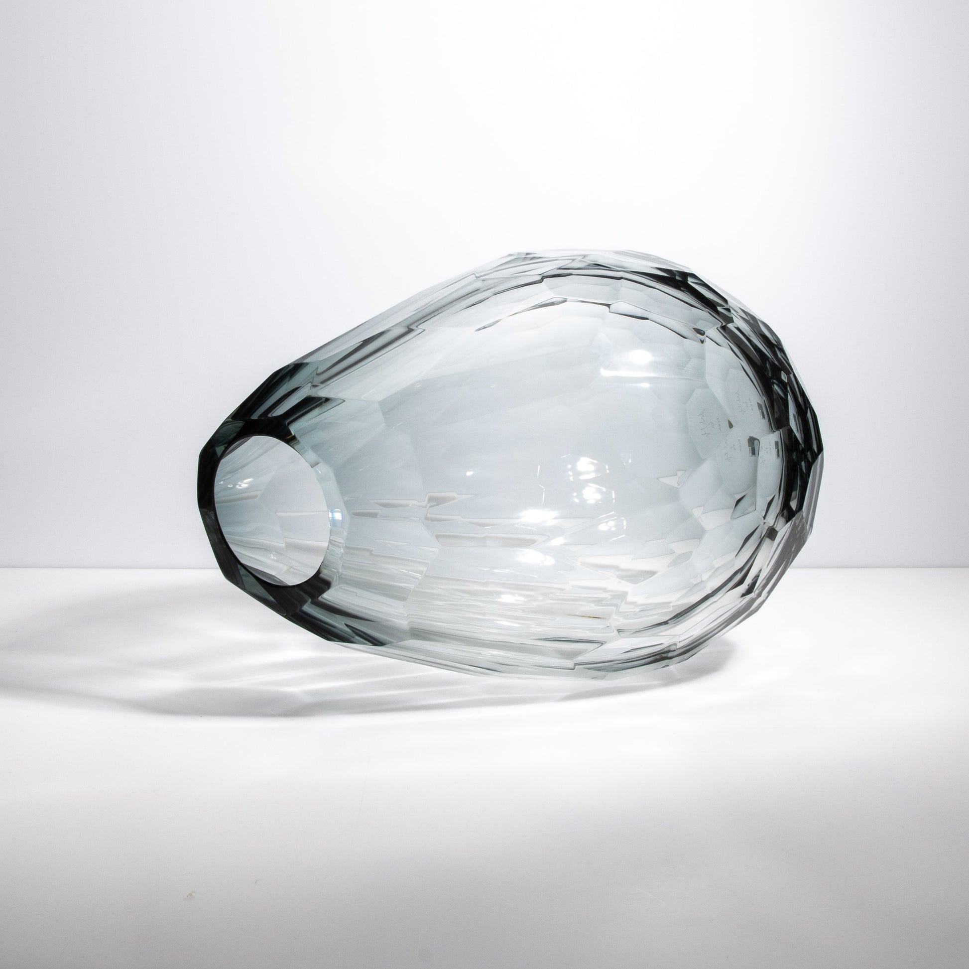 Murano Barrel Vase with Side Cut in Grey