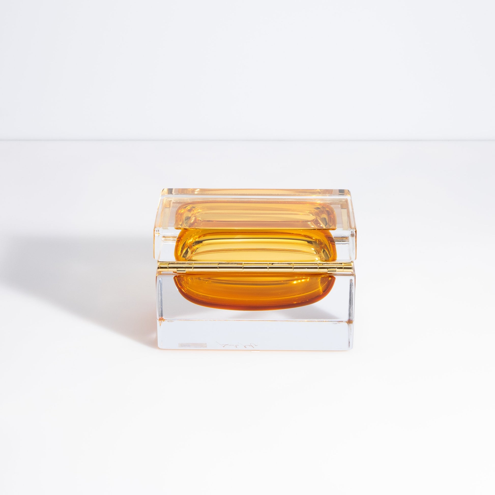 Murano Box with Brass Fittings in Amber