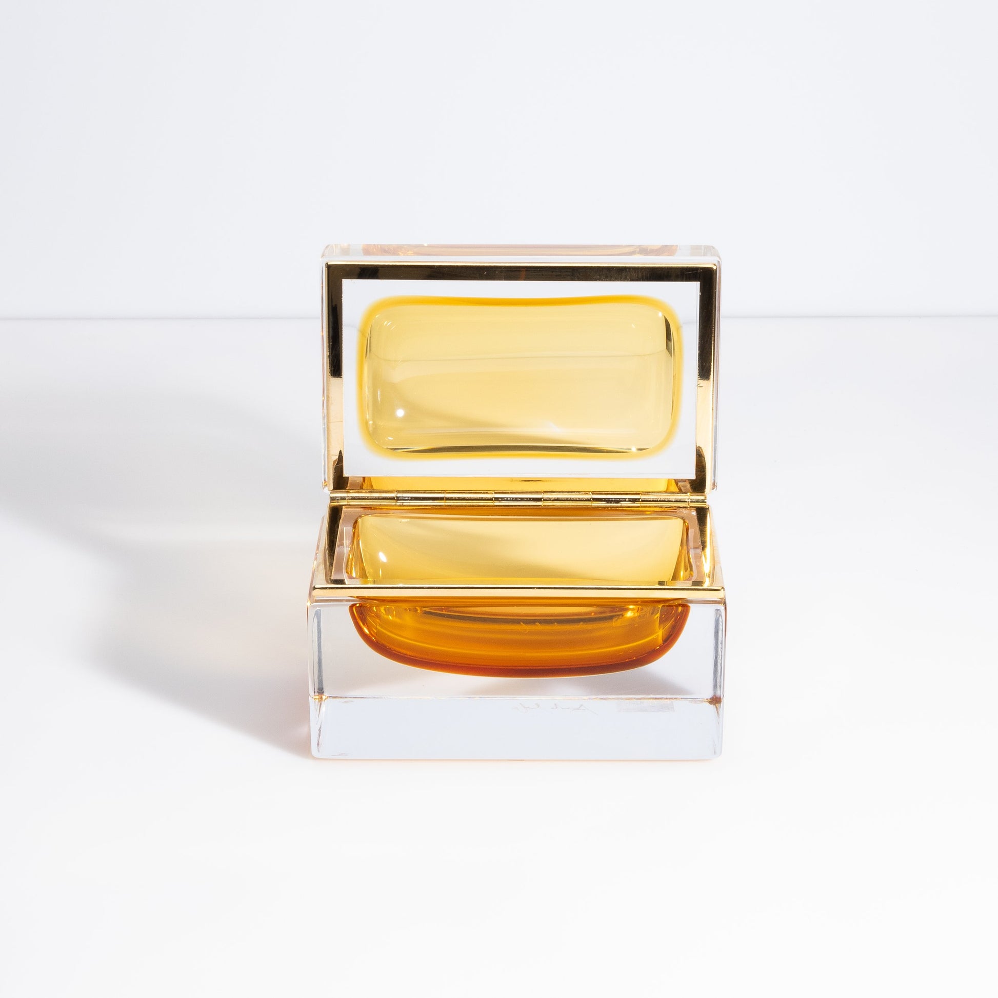 Murano Box with Brass Fittings in Amber
