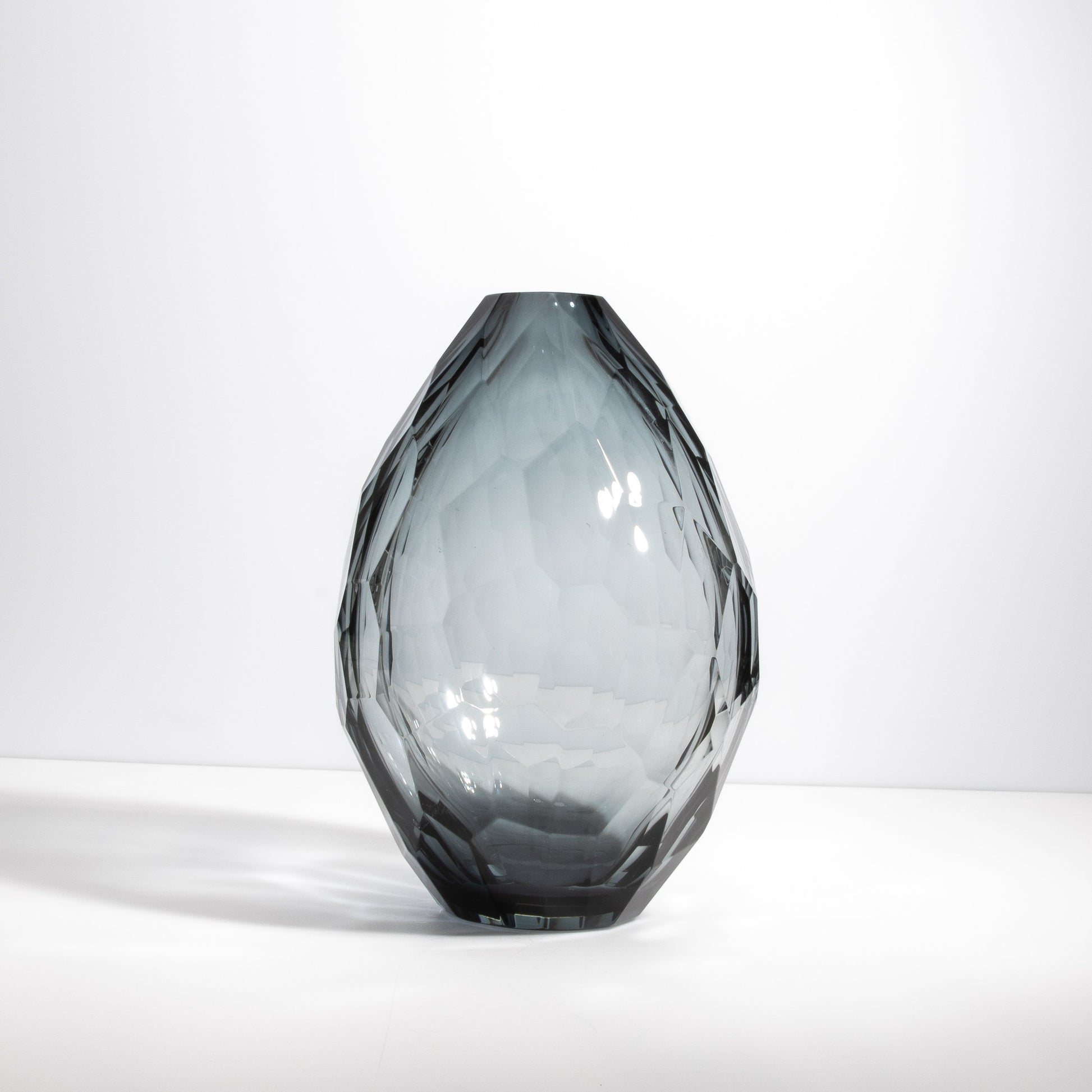 Murano Facet Vase in Grey