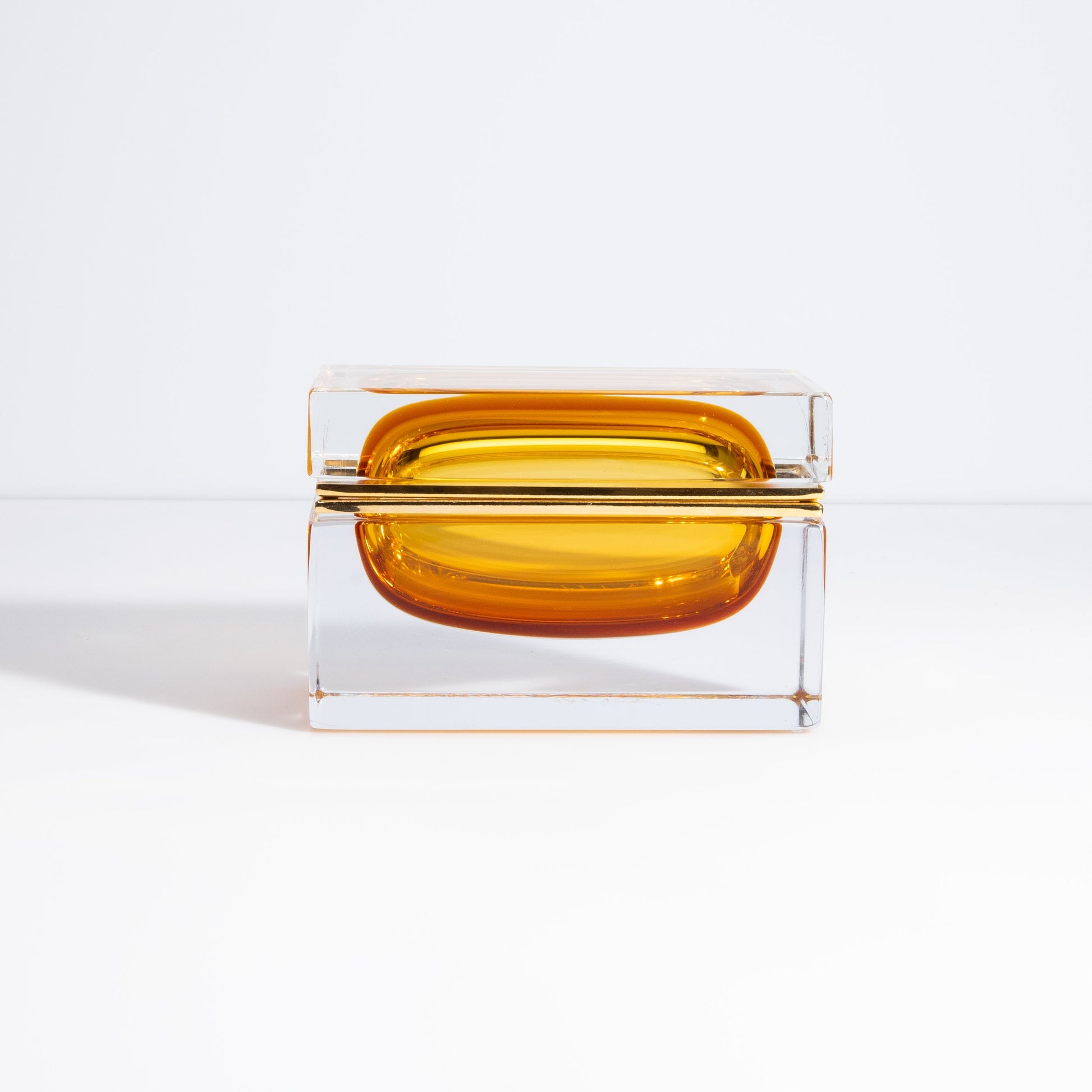 Murano Box with Brass Fittings in Amber