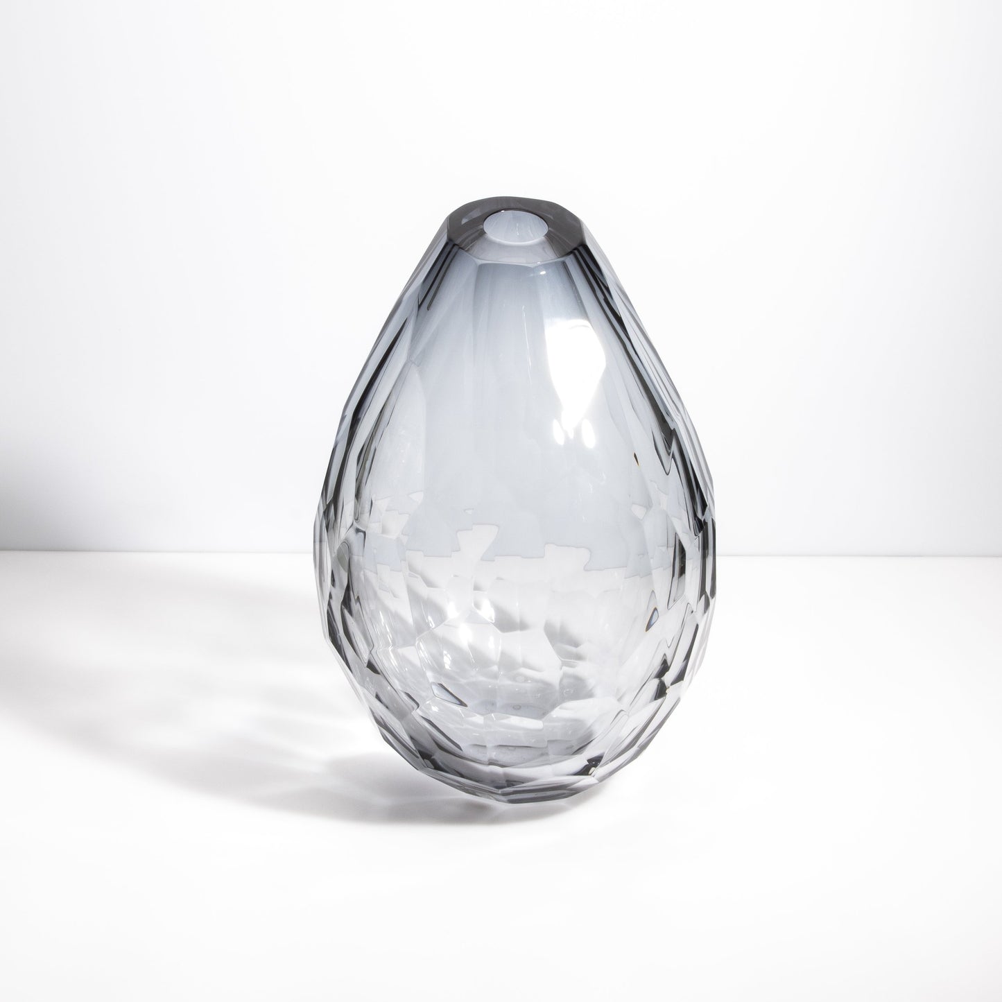 Murano Barrel Vase with Side Cut in Grey