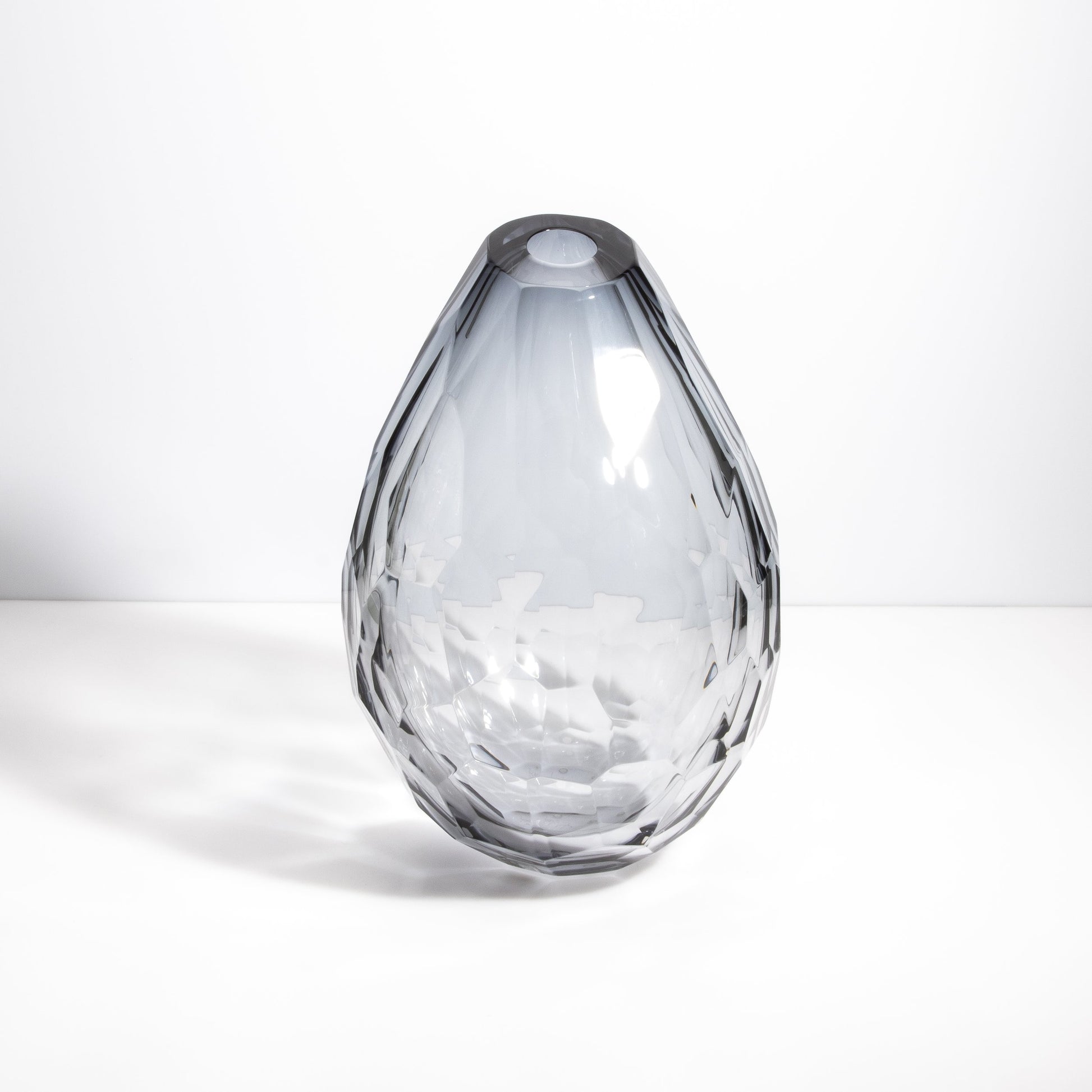 Murano Barrel Vase with Side Cut in Grey