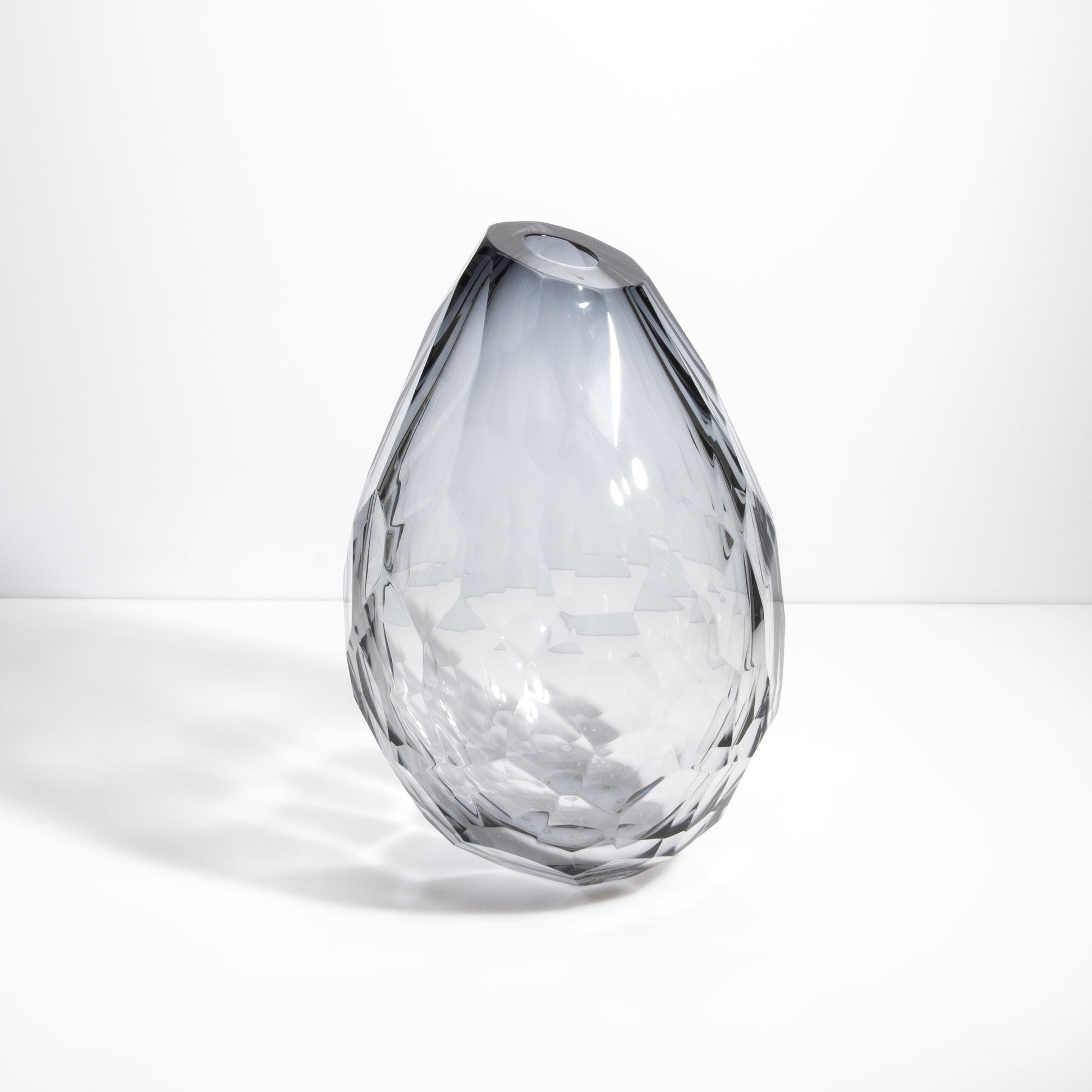Murano Barrel Vase with Side Cut in Grey