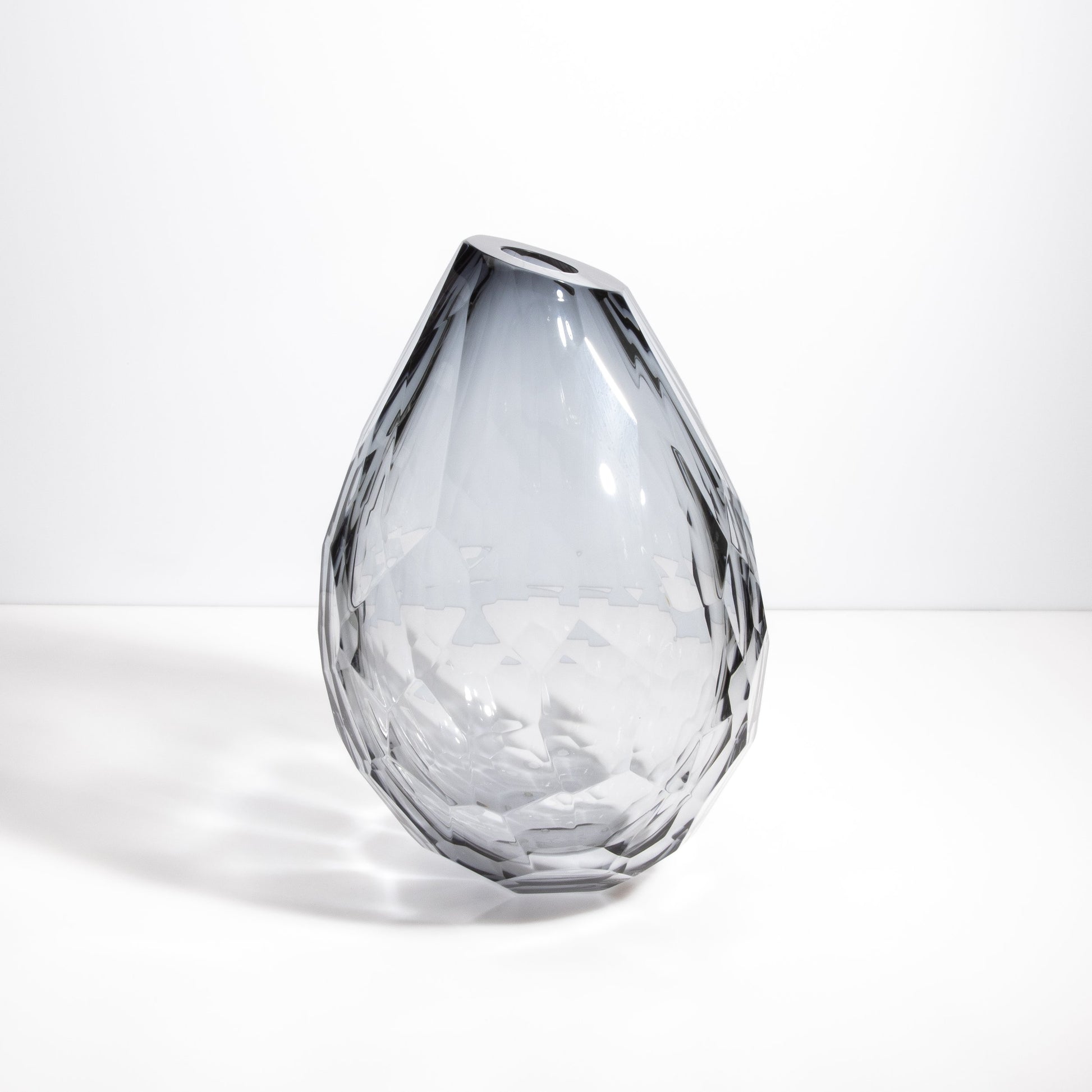 Murano Barrel Vase with Side Cut in Grey
