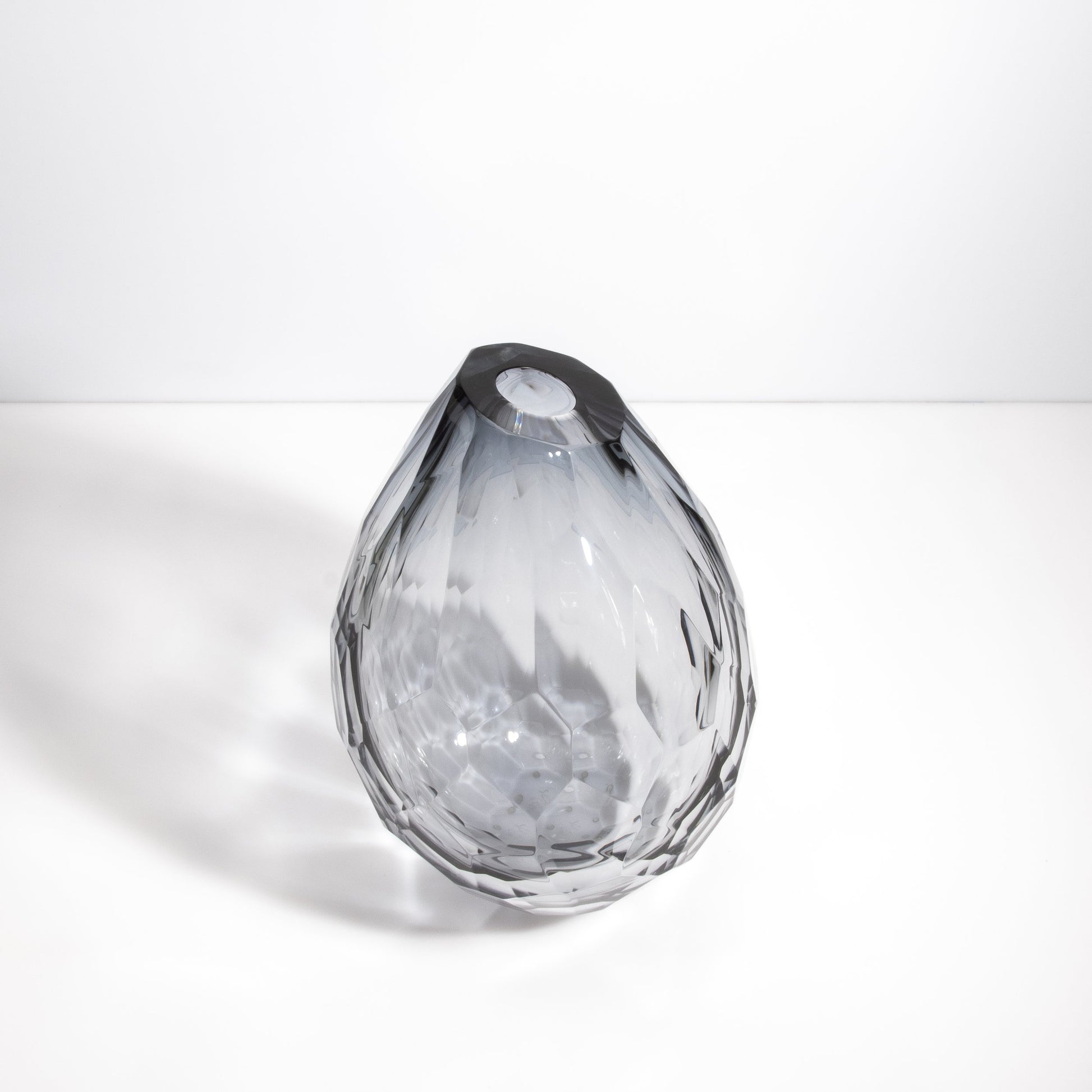Murano Barrel Vase with Side Cut in Grey