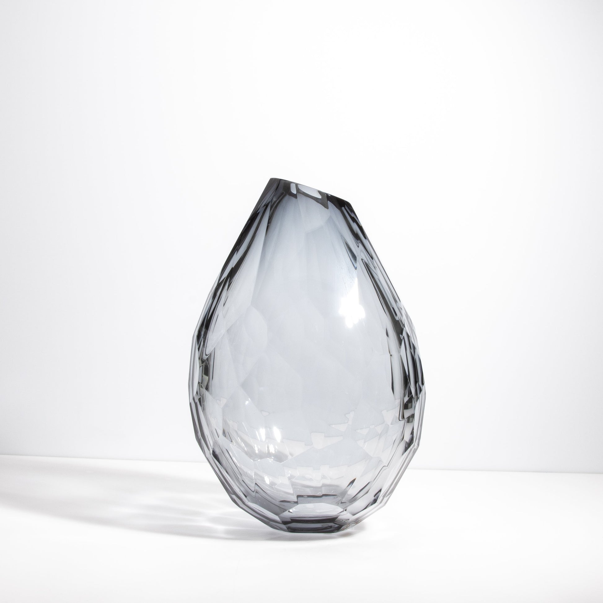 Murano Barrel Vase with Side Cut in Grey