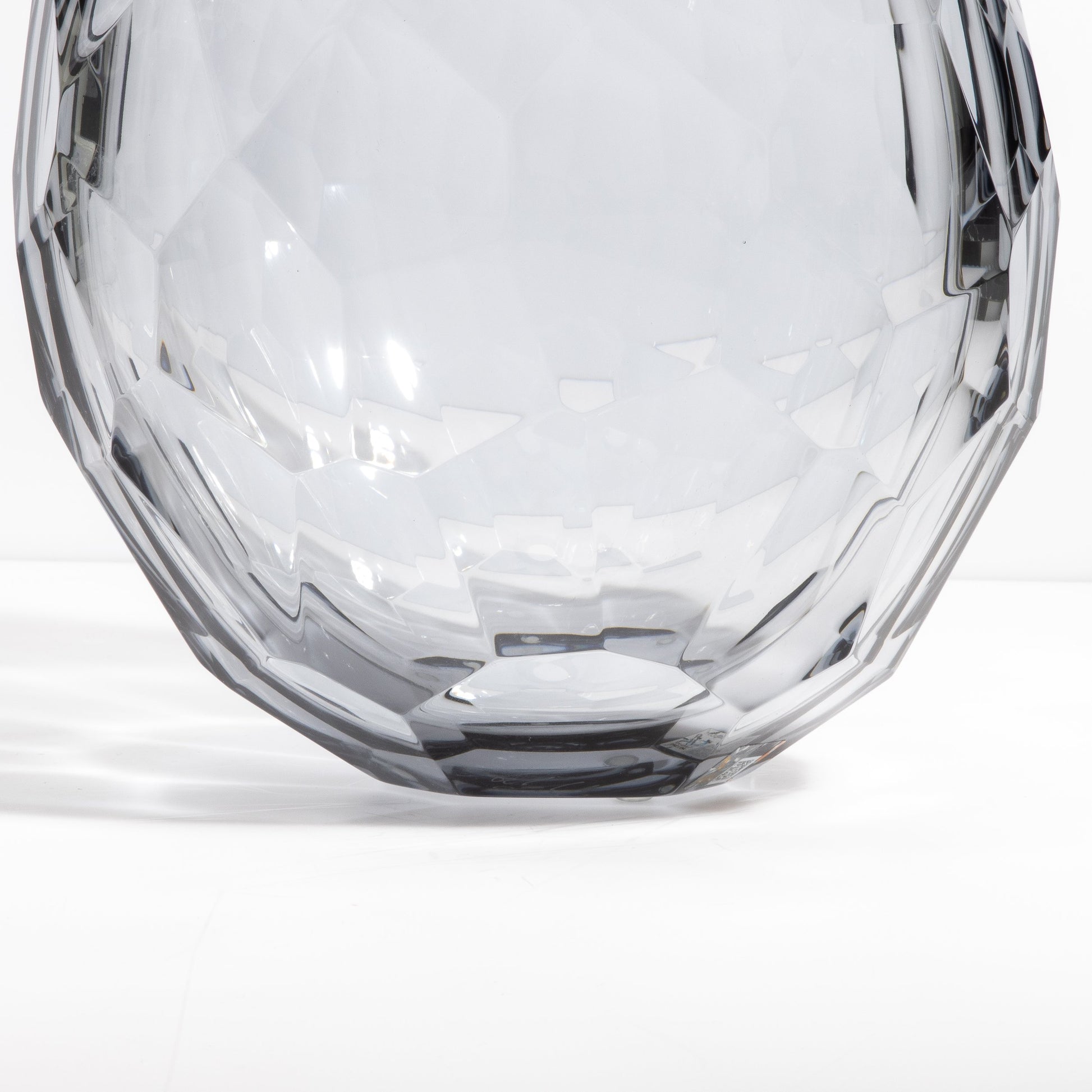 Murano Barrel Vase with Side Cut in Grey