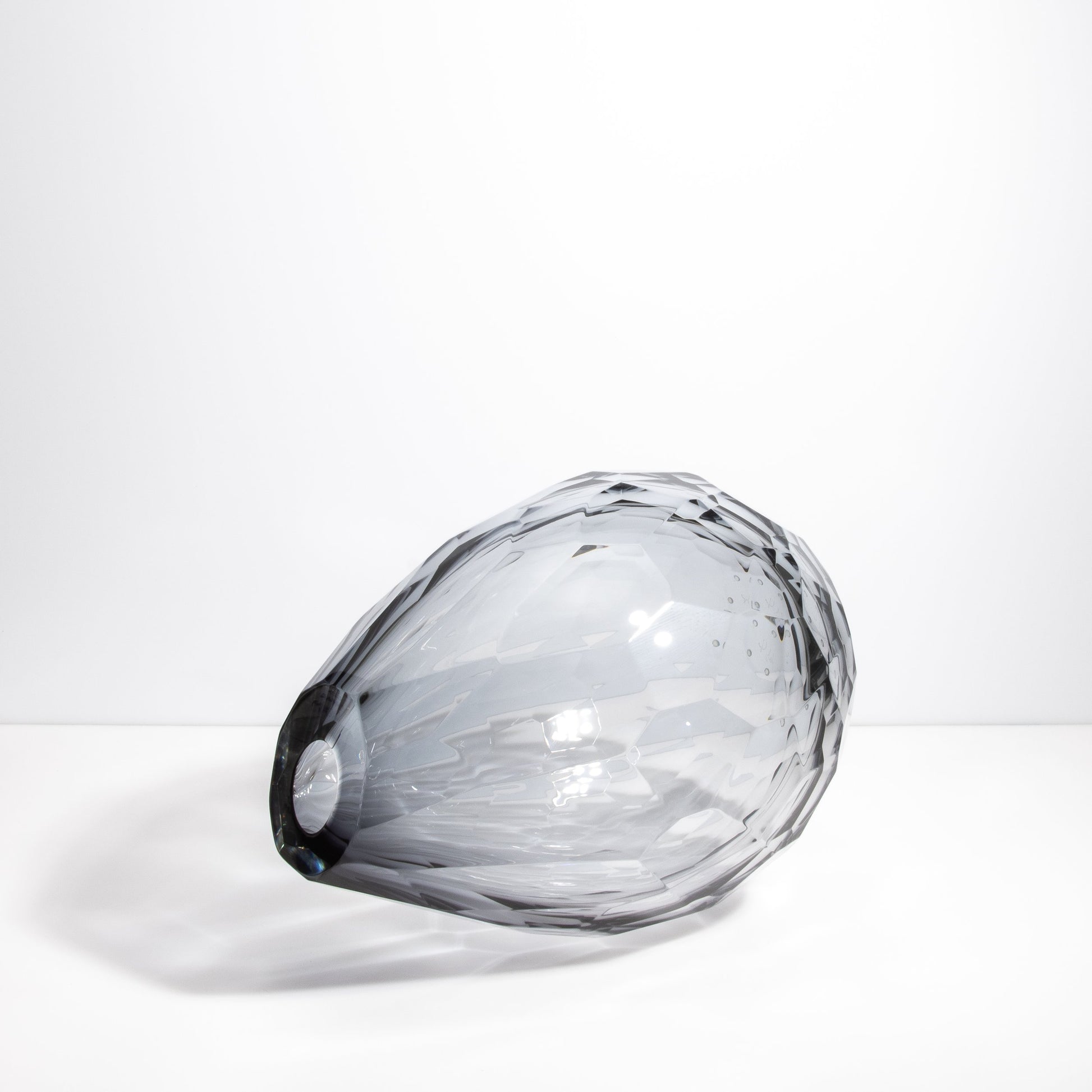 Murano Barrel Vase with Side Cut in Grey