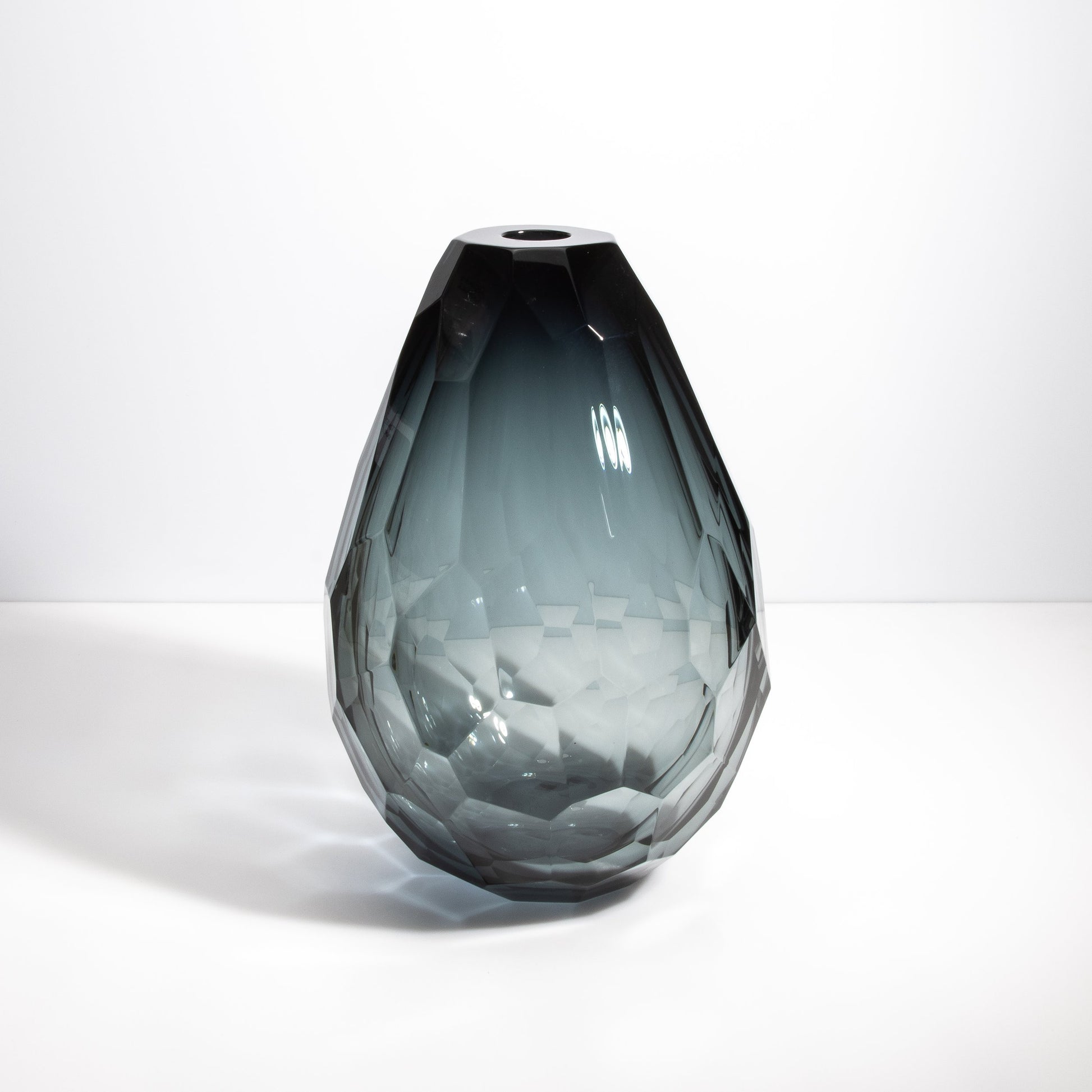 Murano Barrel Vase in Grey Smoke