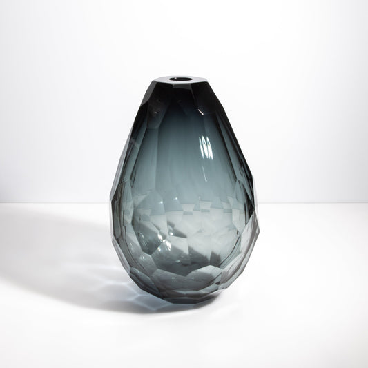 Murano Barrel Vase in Grey Smoke