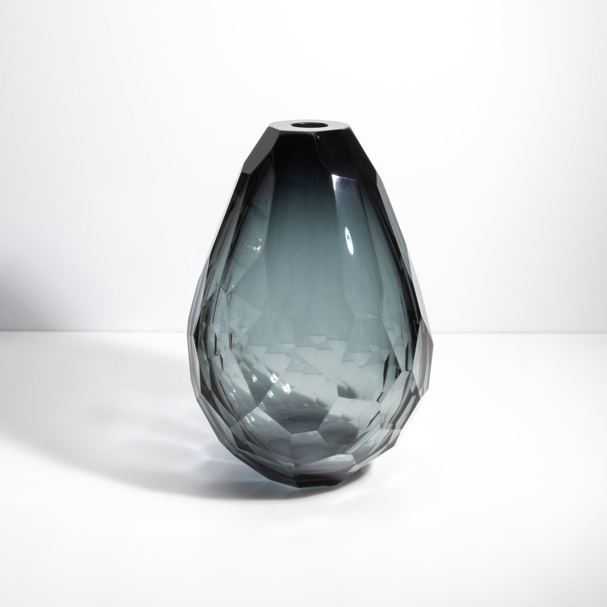 Murano Barrel Vase in Grey Smoke