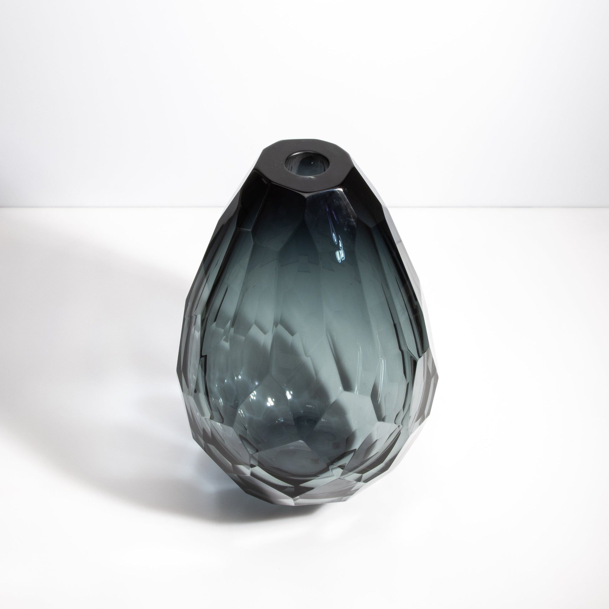 Murano Barrel Vase in Grey Smoke