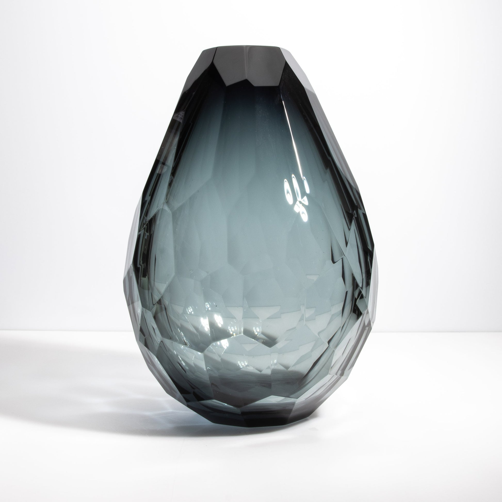 Murano Barrel Vase in Grey Smoke