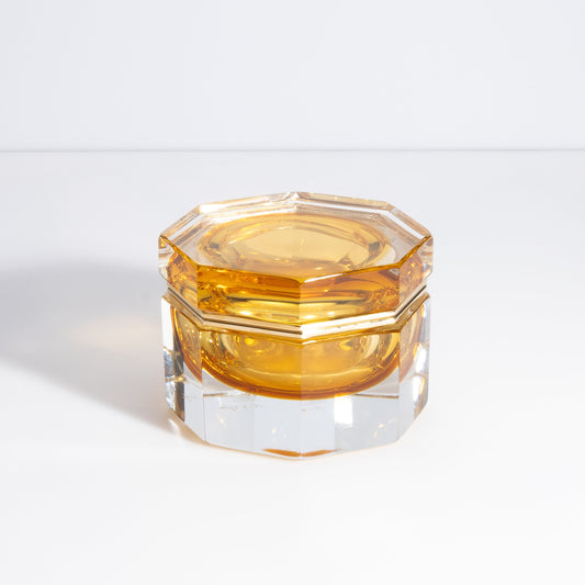 Murano Box with Brass Fittings in Amber
