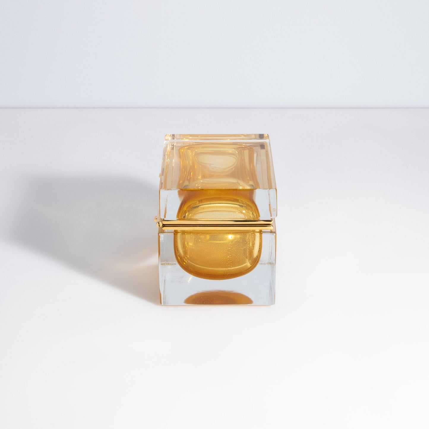 Murano Box with Brass Fittings in Amber 24-Karat Gold Flecks