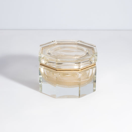 Murano Box Octagonal with Brass Fittings in 24-Karat Gold Flecks