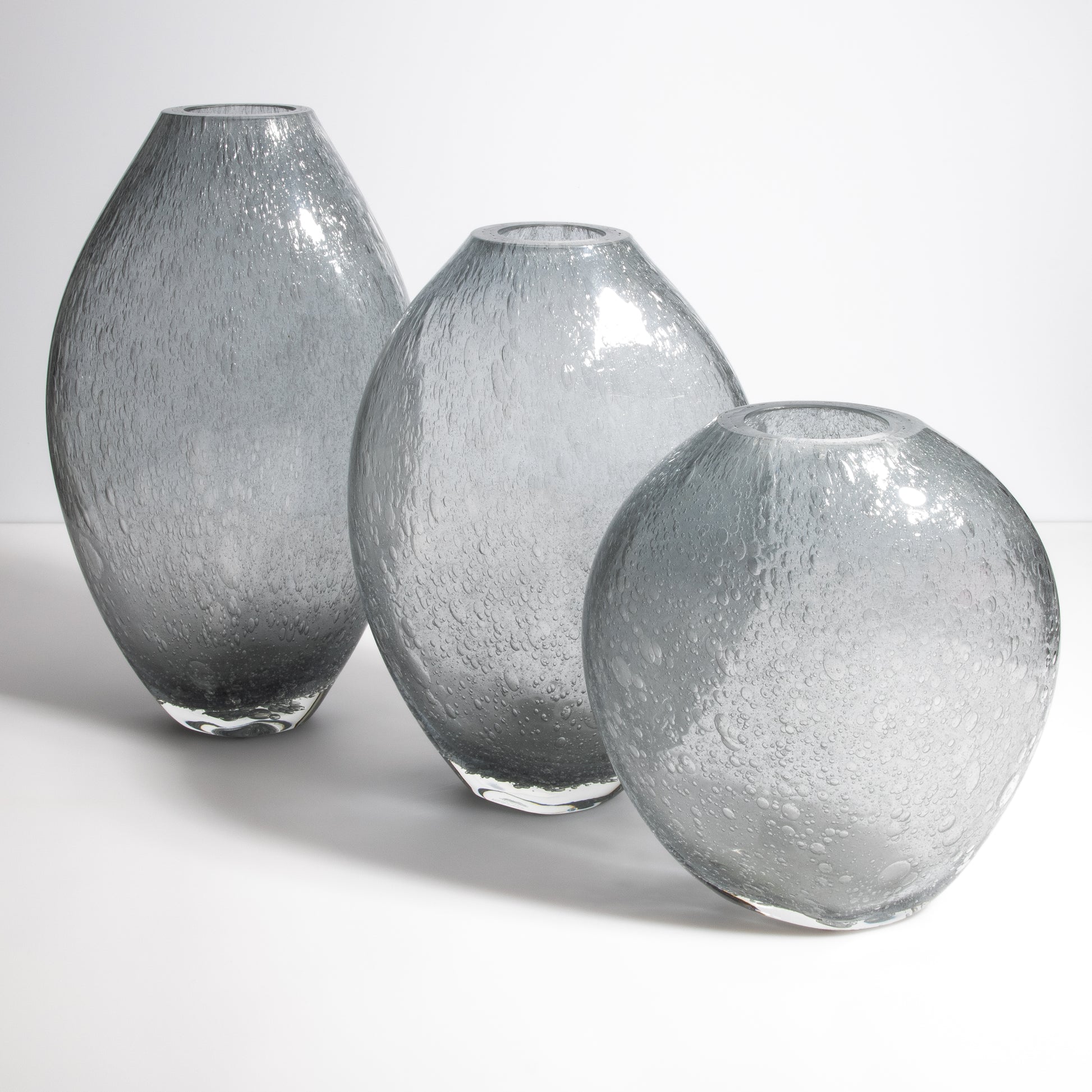 Murano Cloudy Vase with Bubbles in Grey