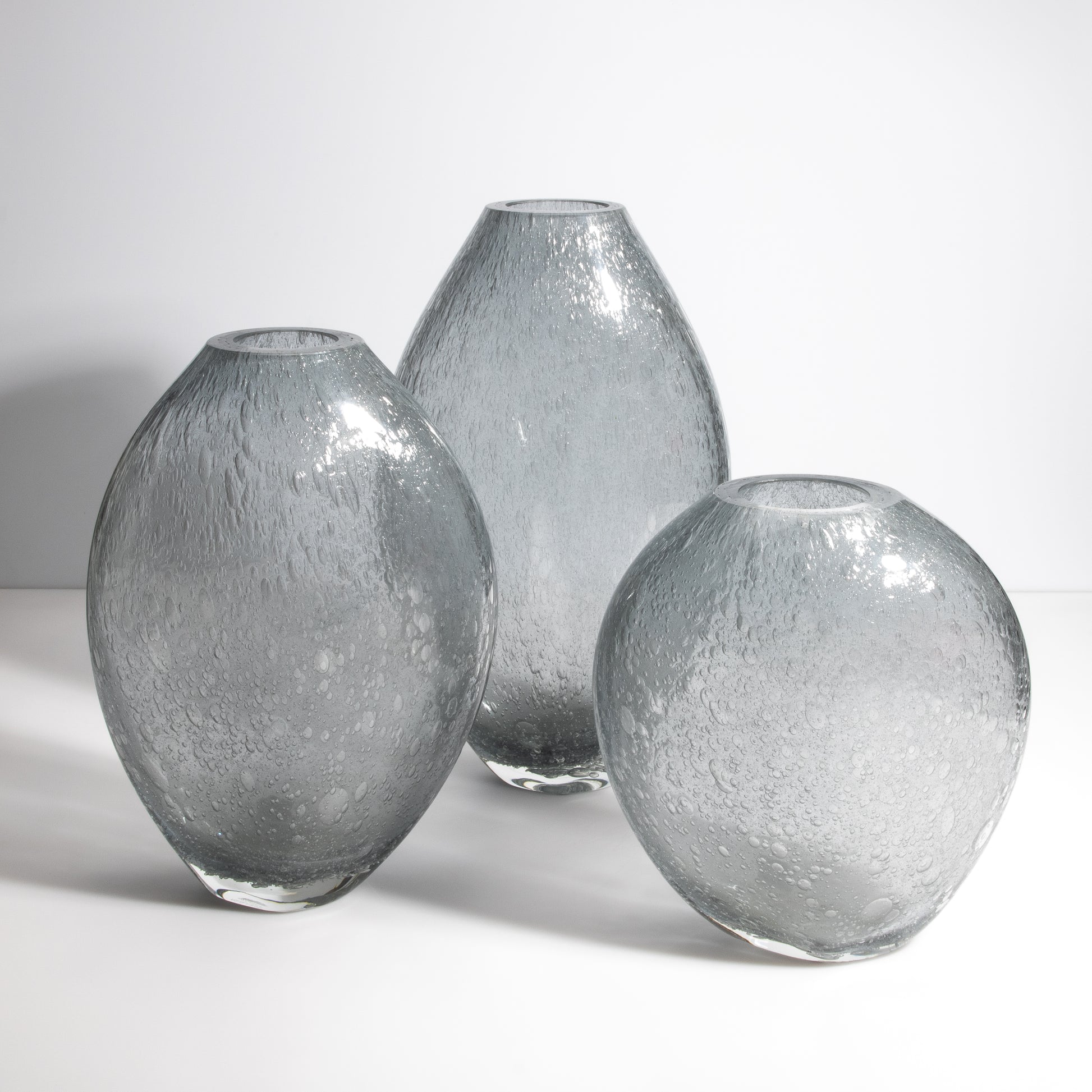 Murano Cloudy Vase with Bubbles in Grey