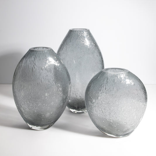 Murano Cloudy Vase with Bubbles in Grey