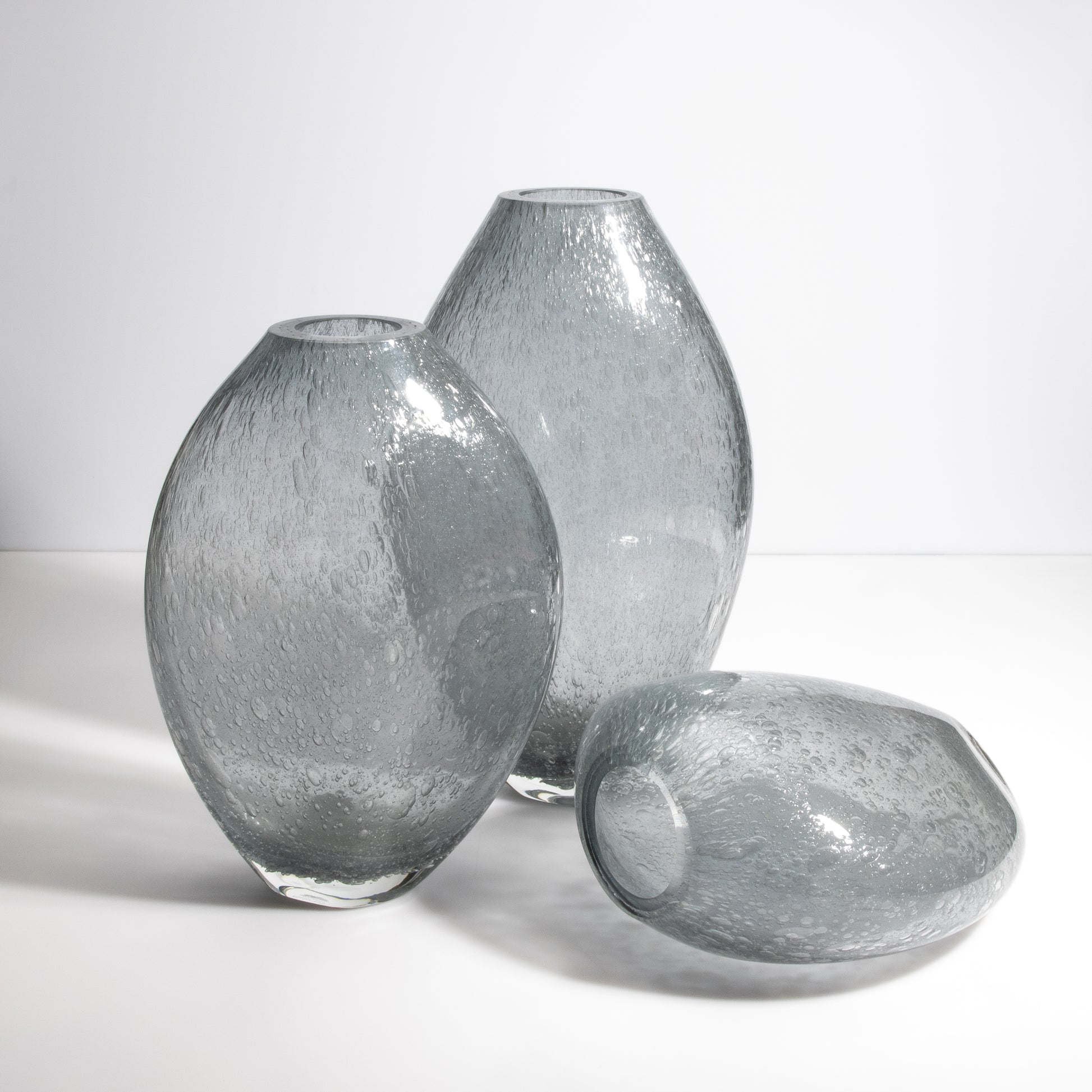 Murano Cloudy Vase with Bubbles in Grey