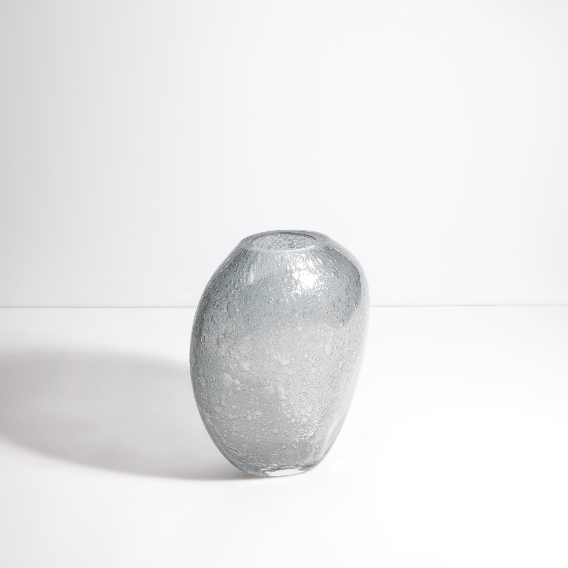 Murano Cloudy Vase with Bubbles in Grey
