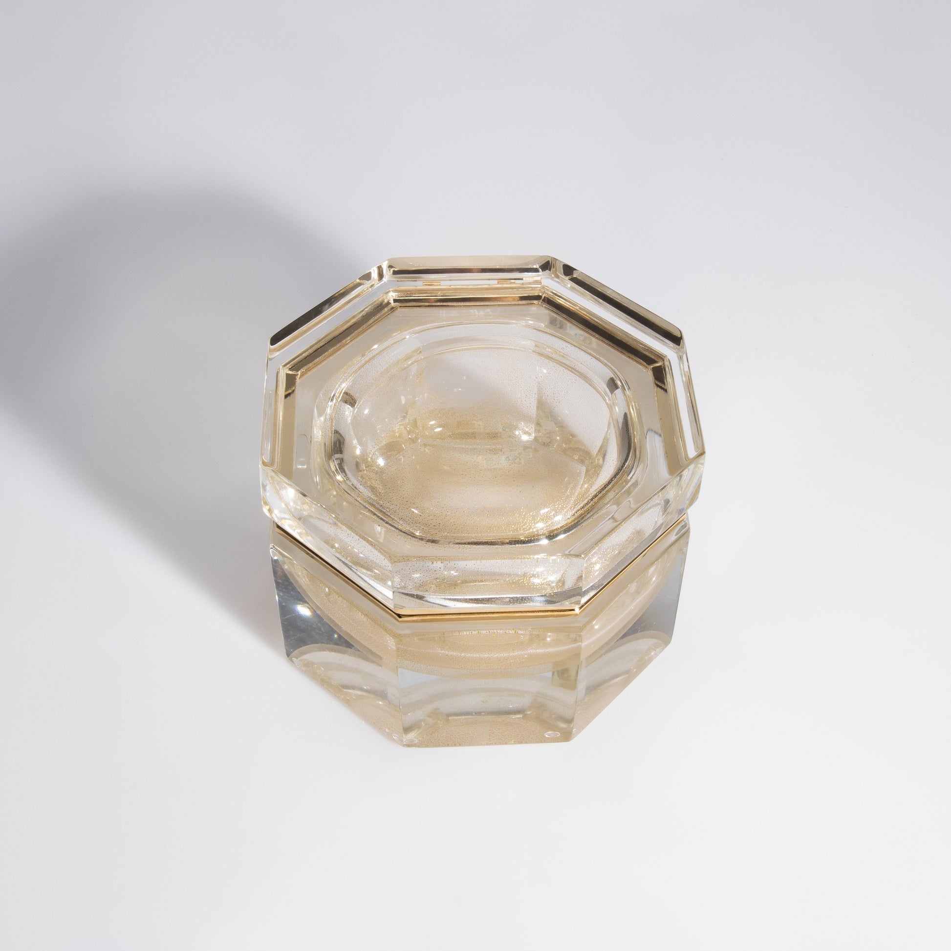 Murano Box Octagonal with Brass Fittings in 24-Karat Gold Flecks