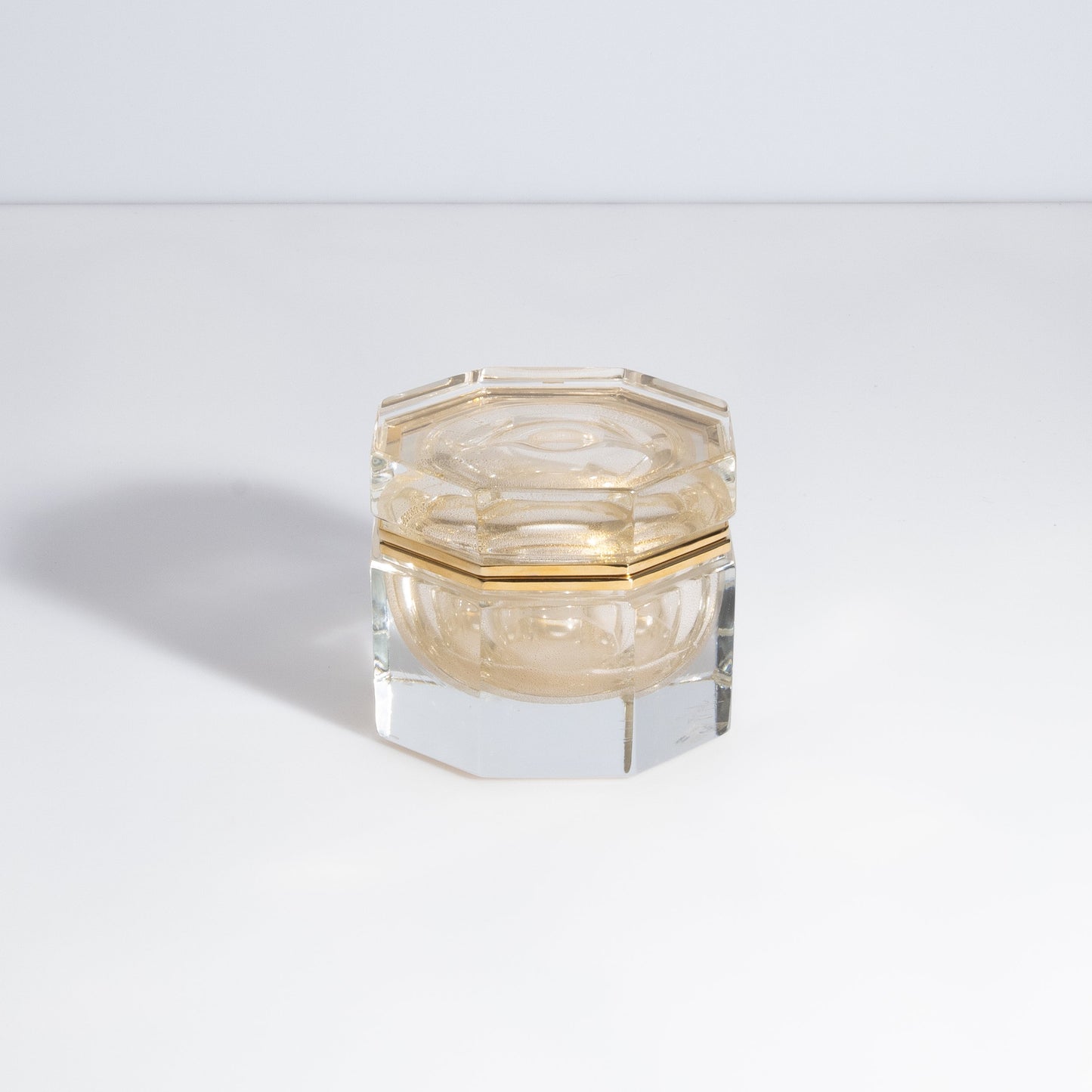 Murano Octagonal Box with Brass Fittings in 24-Karat Gold Flecks