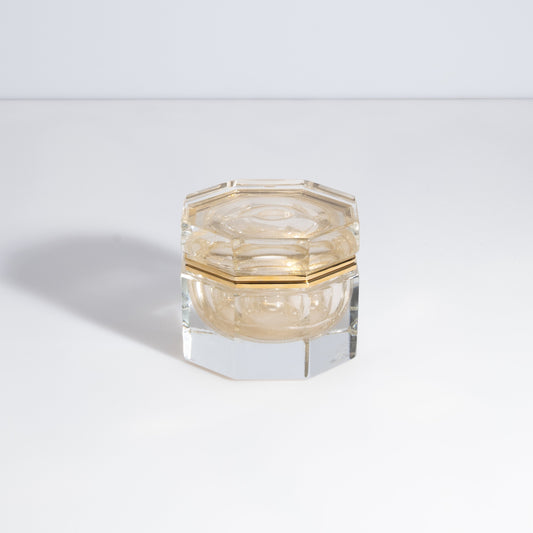 Murano Octagonal Box with Brass Fittings in 24-Karat Gold Flecks