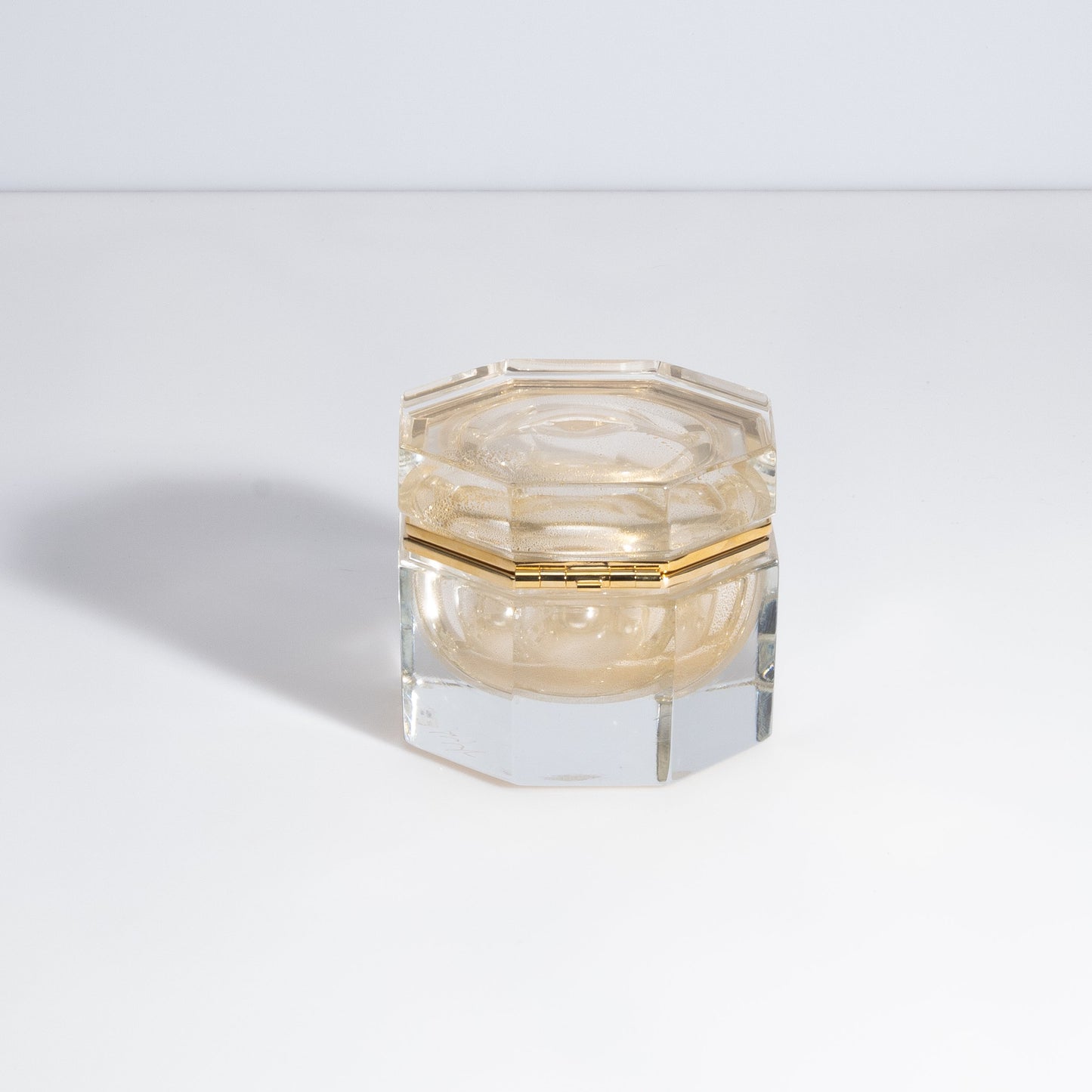 Murano Octagonal Box with Brass Fittings in 24-Karat Gold Flecks