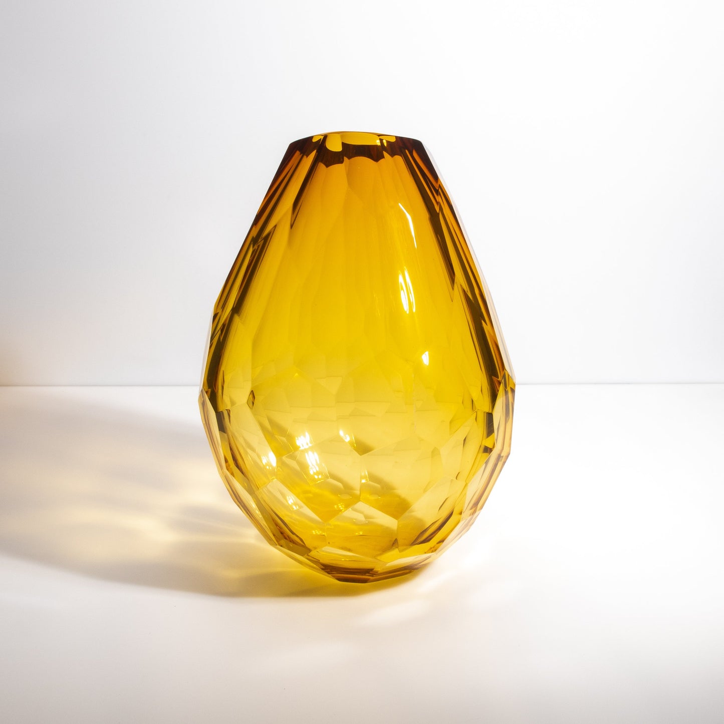 Murano Barrel Vase with Side Cut in Amber