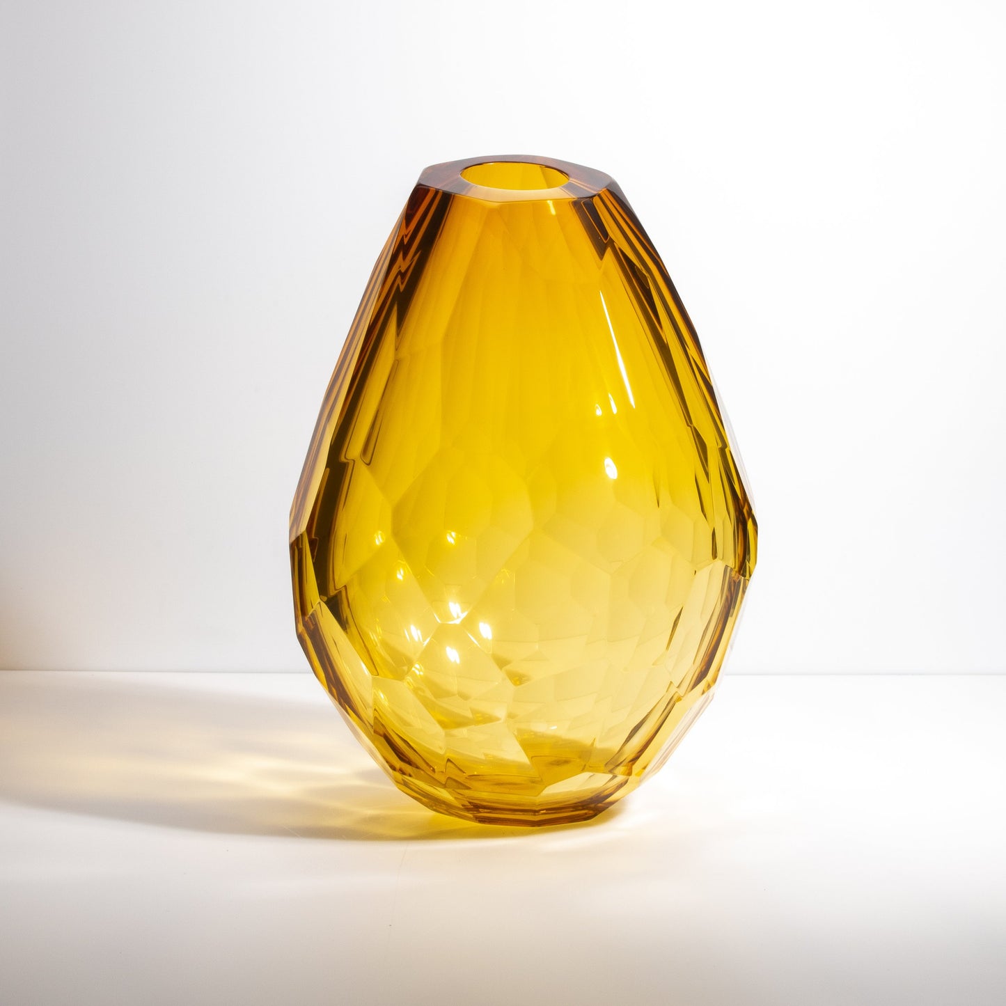 Murano Barrel Vase with Side Cut in Amber