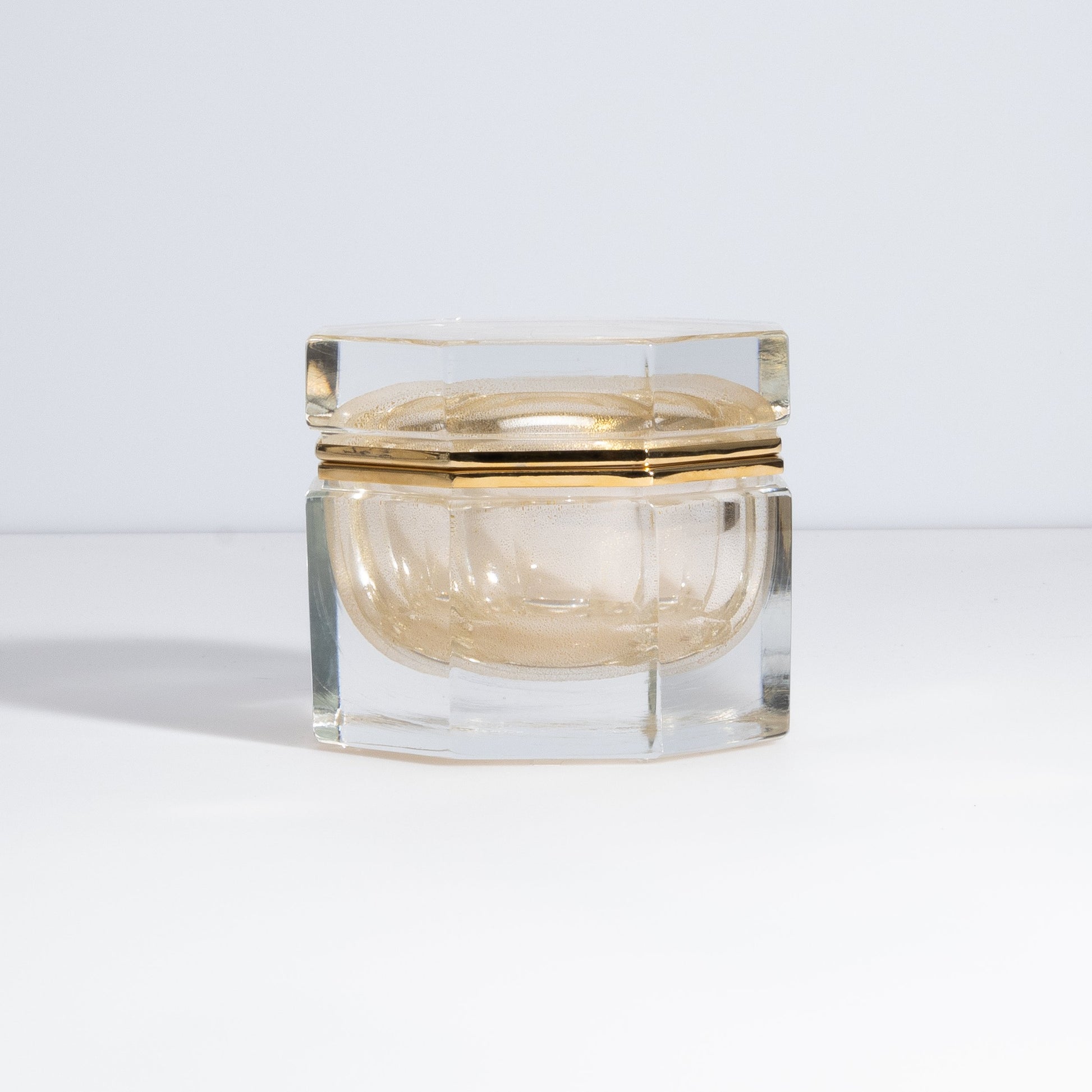 Murano Octagonal Box with Brass Fittings in 24-Karat Gold Flecks