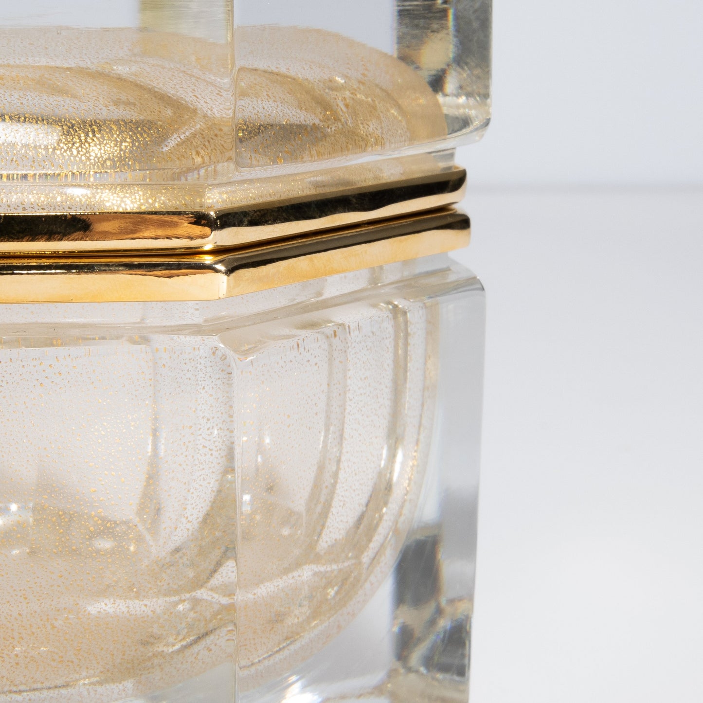 Murano Octagonal Box with Brass Fittings in 24-Karat Gold Flecks