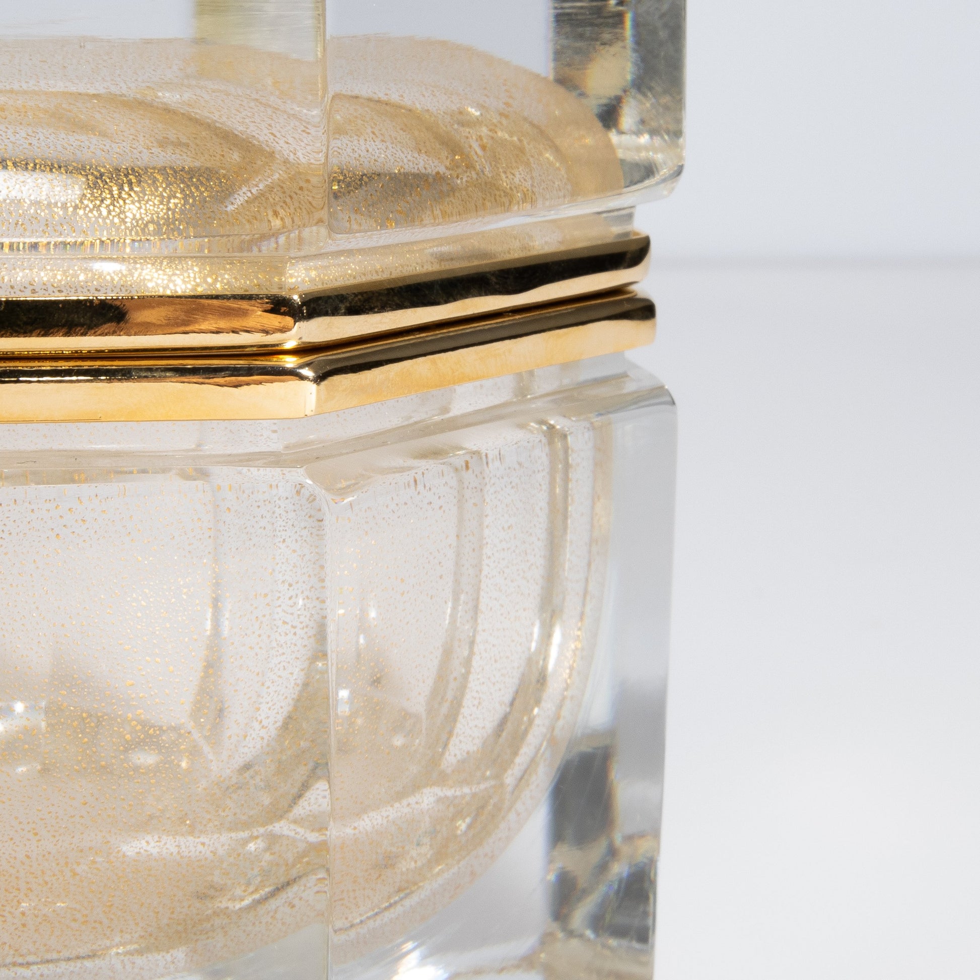 Murano Octagonal Box with Brass Fittings in 24-Karat Gold Flecks