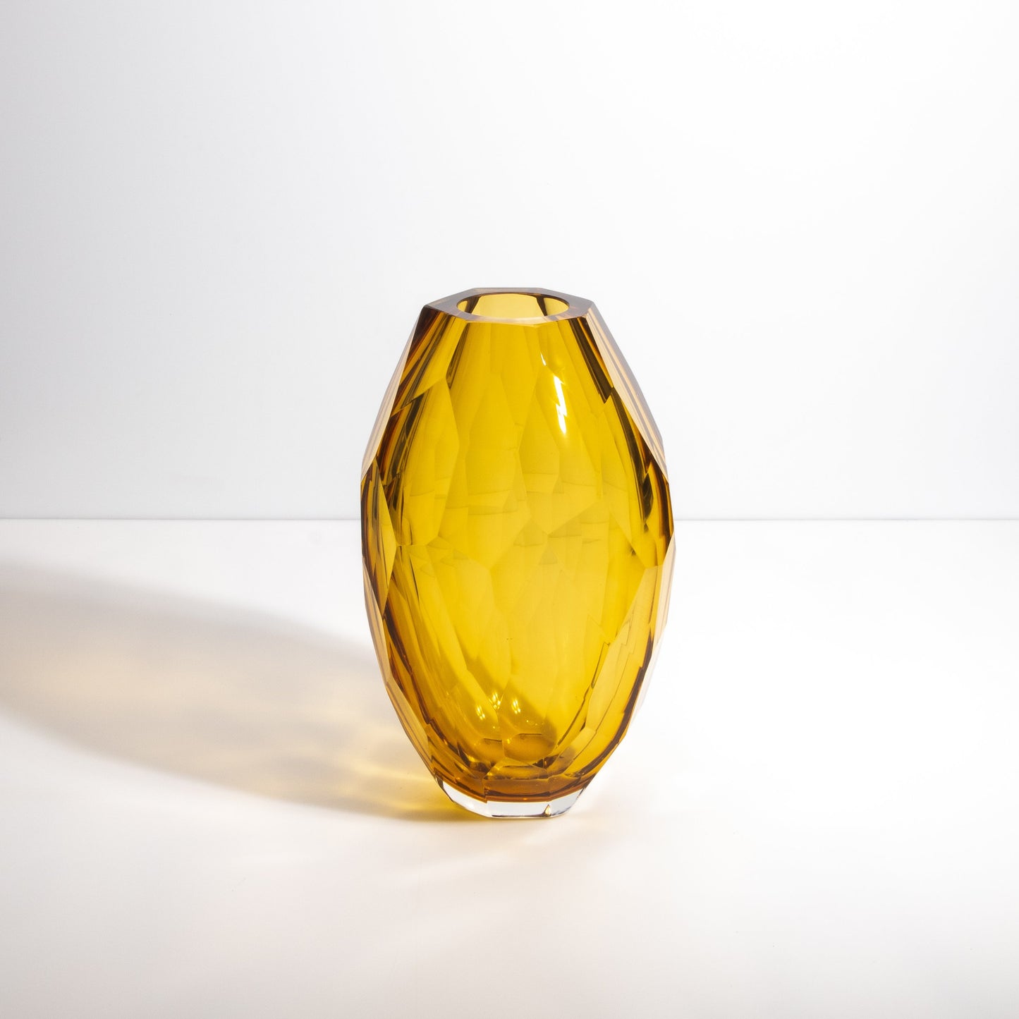 Set of 3 Murano Faceted Vases in Amber