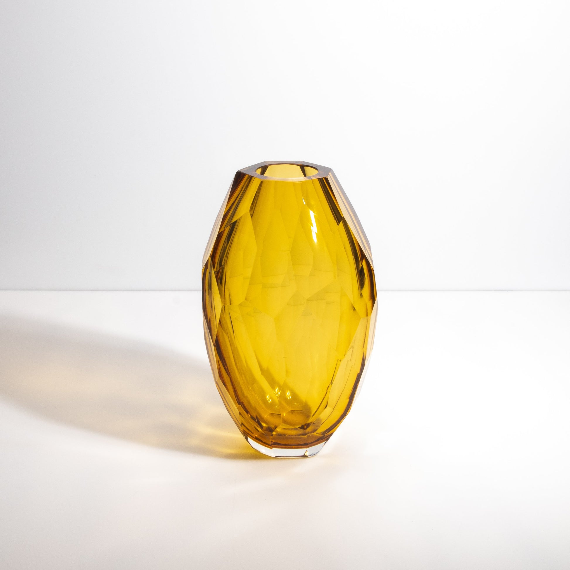 Set of 3 Murano Faceted Vases in Amber
