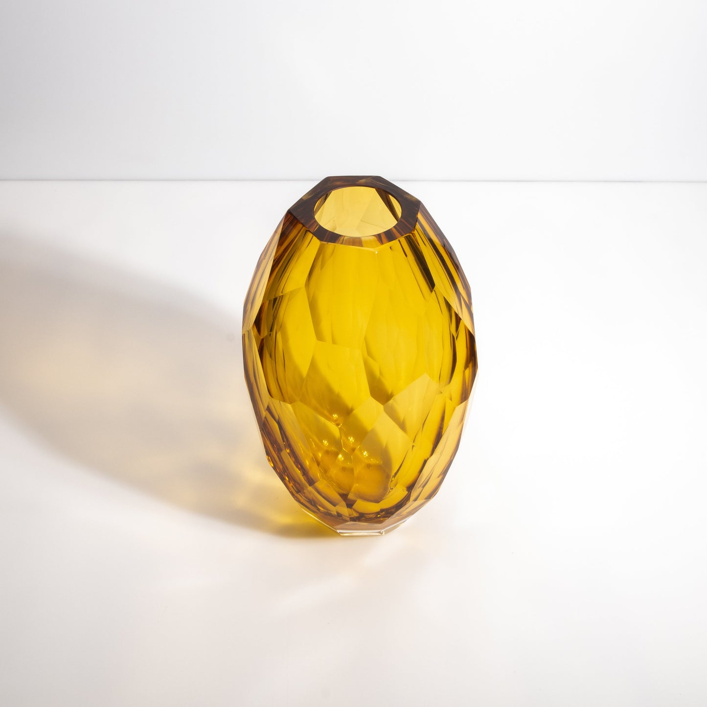 Set of 3 Murano Faceted Vases in Amber