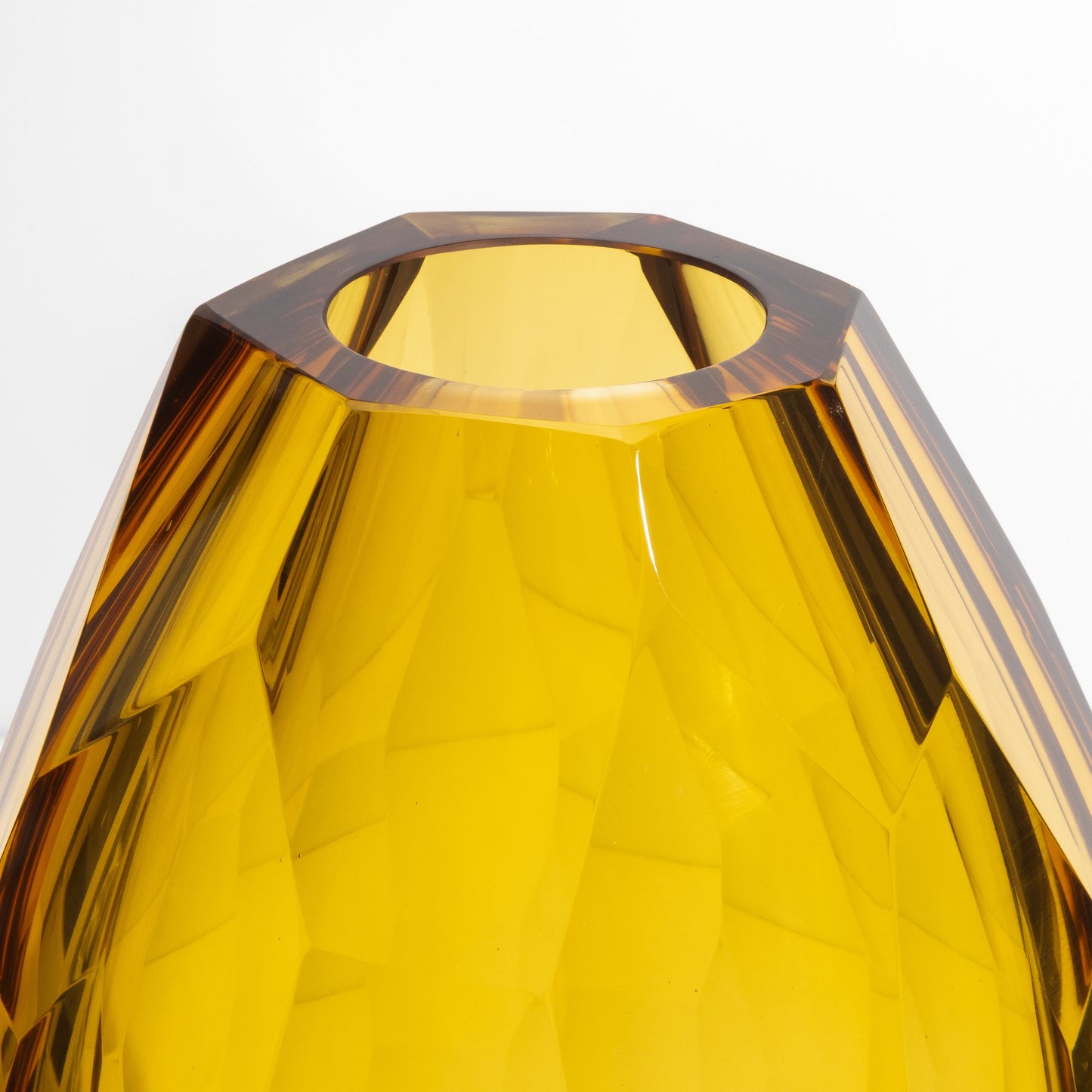 Set of 3 Murano Faceted Vases in Amber