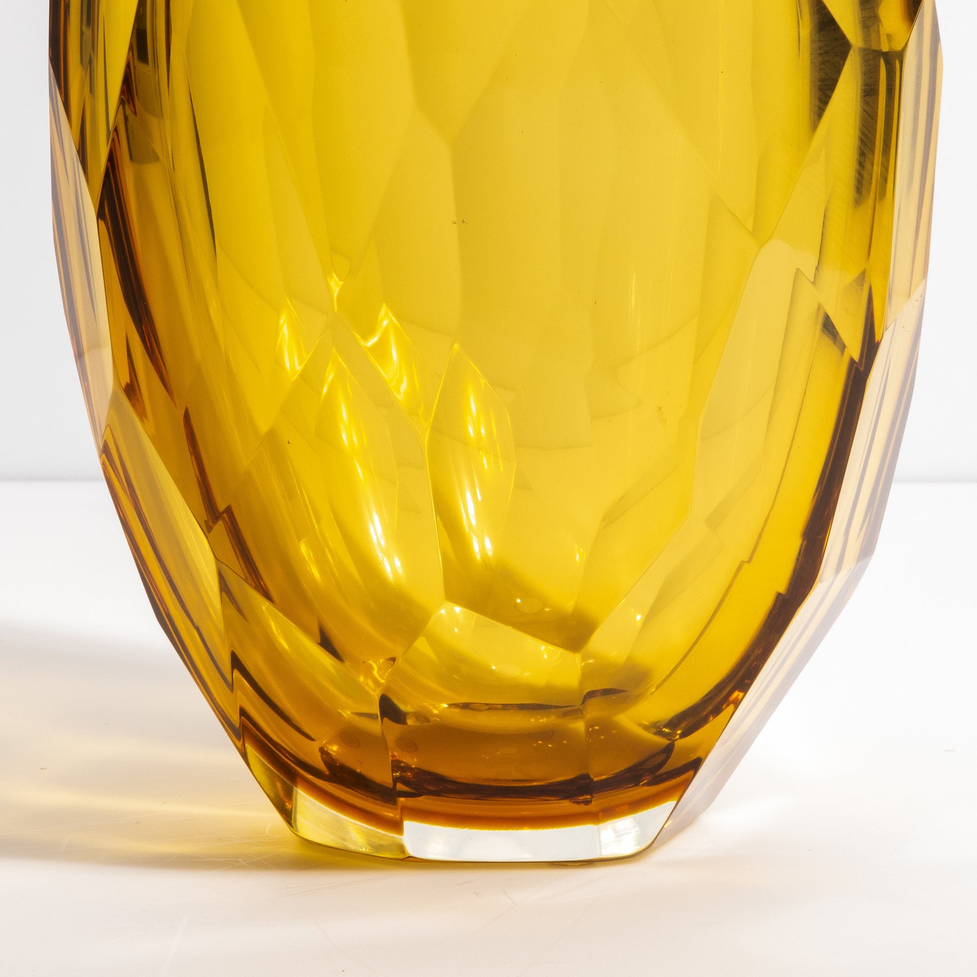 Set of 3 Murano Faceted Vases in Amber